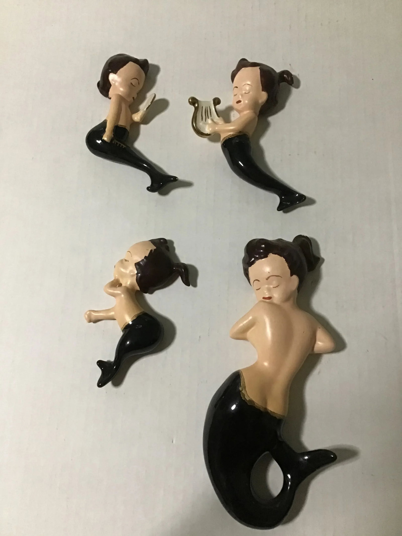 1960s Palm Beach Coastal Mermaid Wall Hanging- Set of 4 - 8