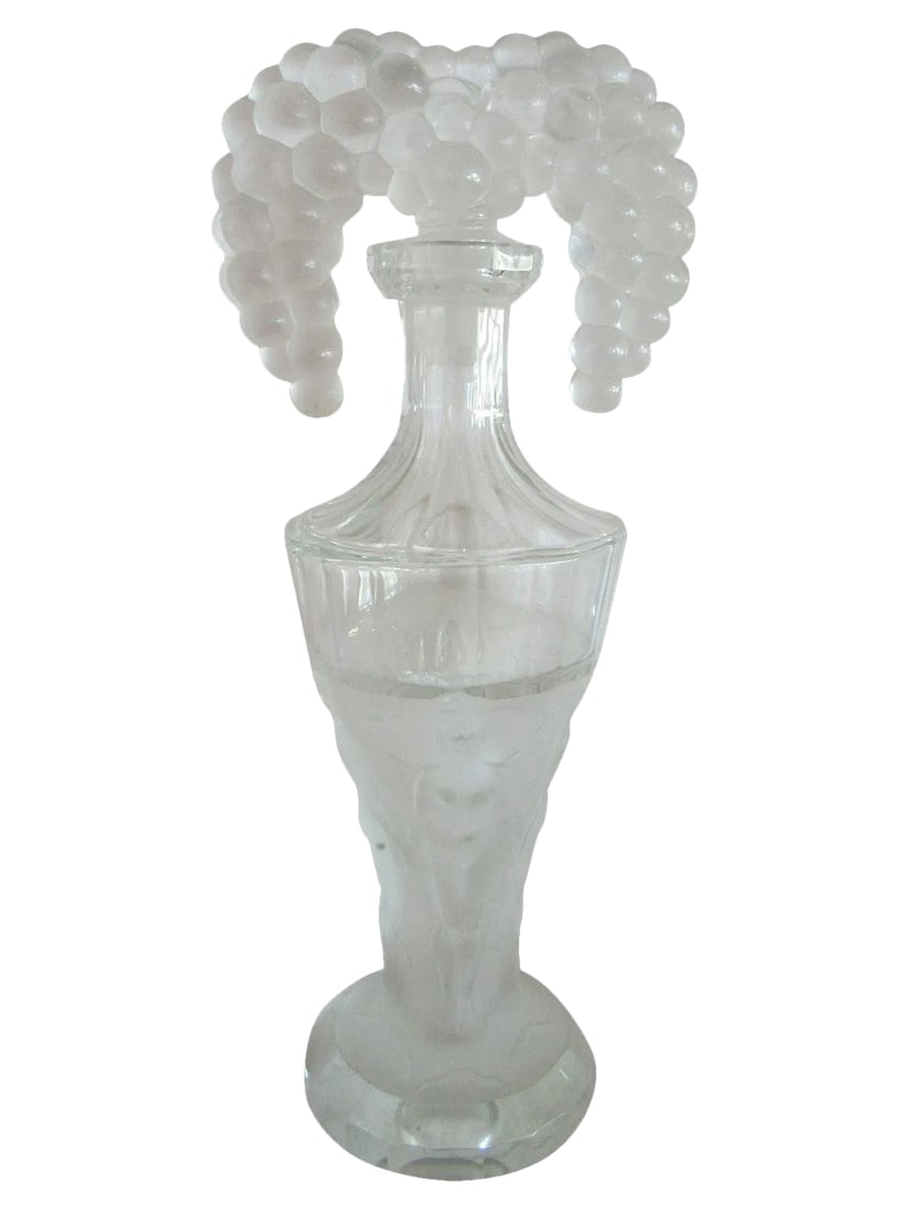 1920's Czech Art Deco Crystal Nude Figure Detailed Perfume Bottle (1 of 5)