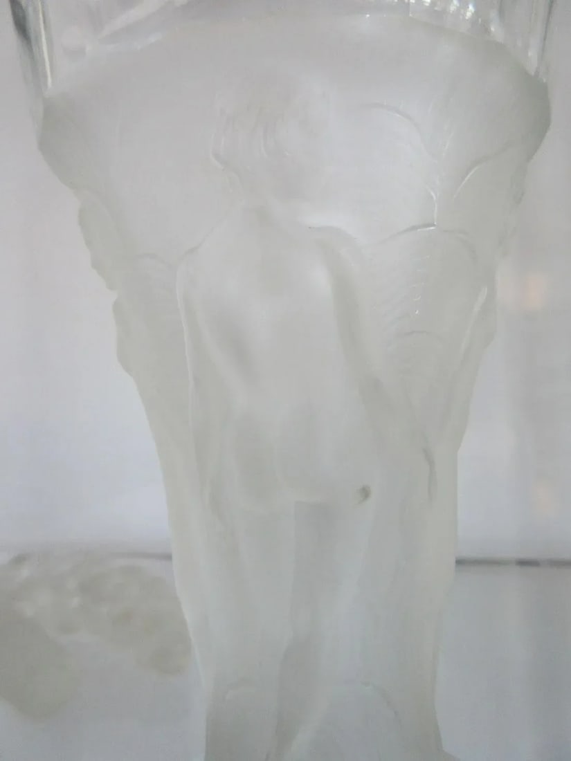 1920's Czech Art Deco Crystal Nude Figure Detailed Perfume Bottle - 4