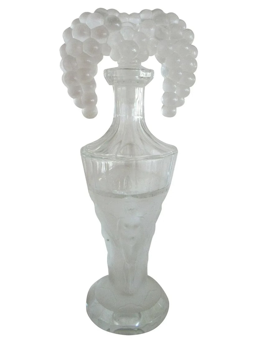 1920's Czech Art Deco Crystal Nude Figure Detailed Perfume Bottle - 5