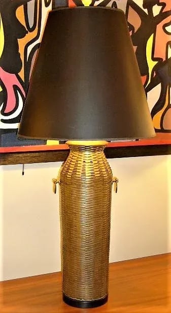 1976 Modern Chapman Lamp Tall Woven Brass Vase Shaped Table Lamp - 11