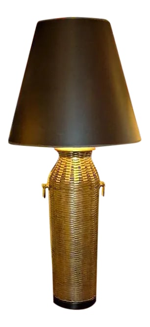 1976 Modern Chapman Lamp Tall Woven Brass Vase Shaped Table Lamp - 12