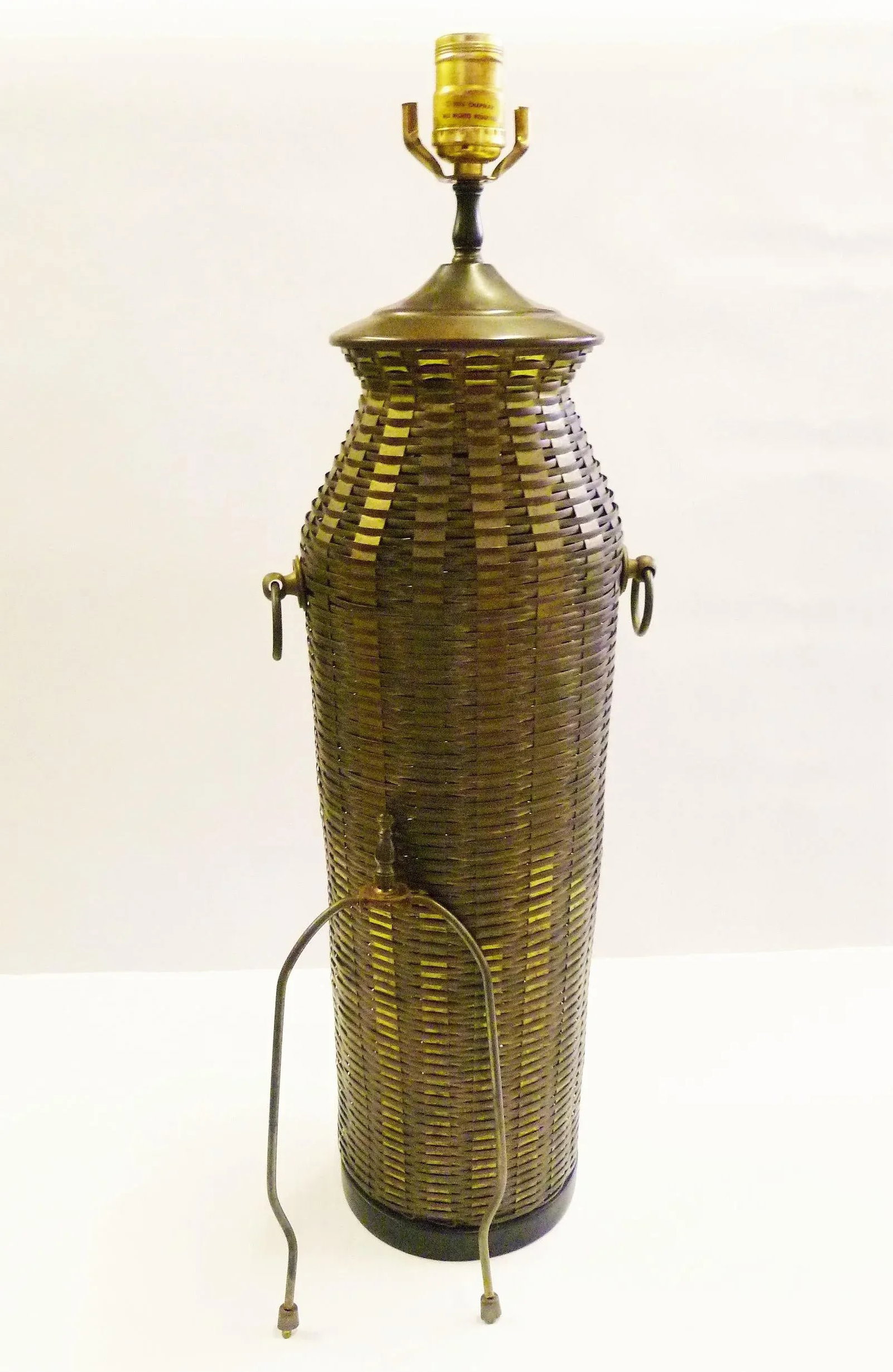 1976 Modern Chapman Lamp Tall Woven Brass Vase Shaped Table Lamp - 2