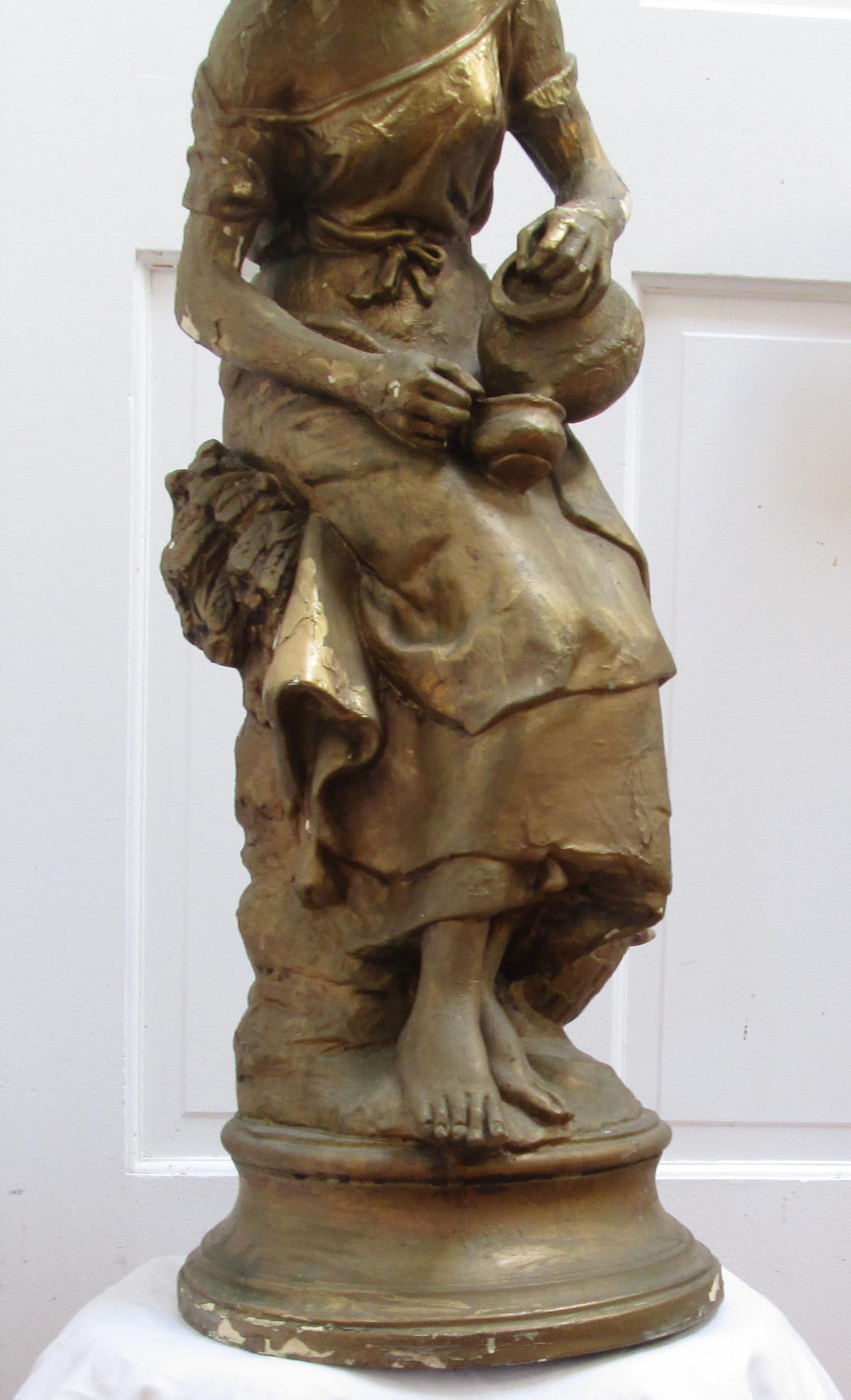 Sculptural Antique Gilt Lamp Attributed to Mathurin Moreau - 7