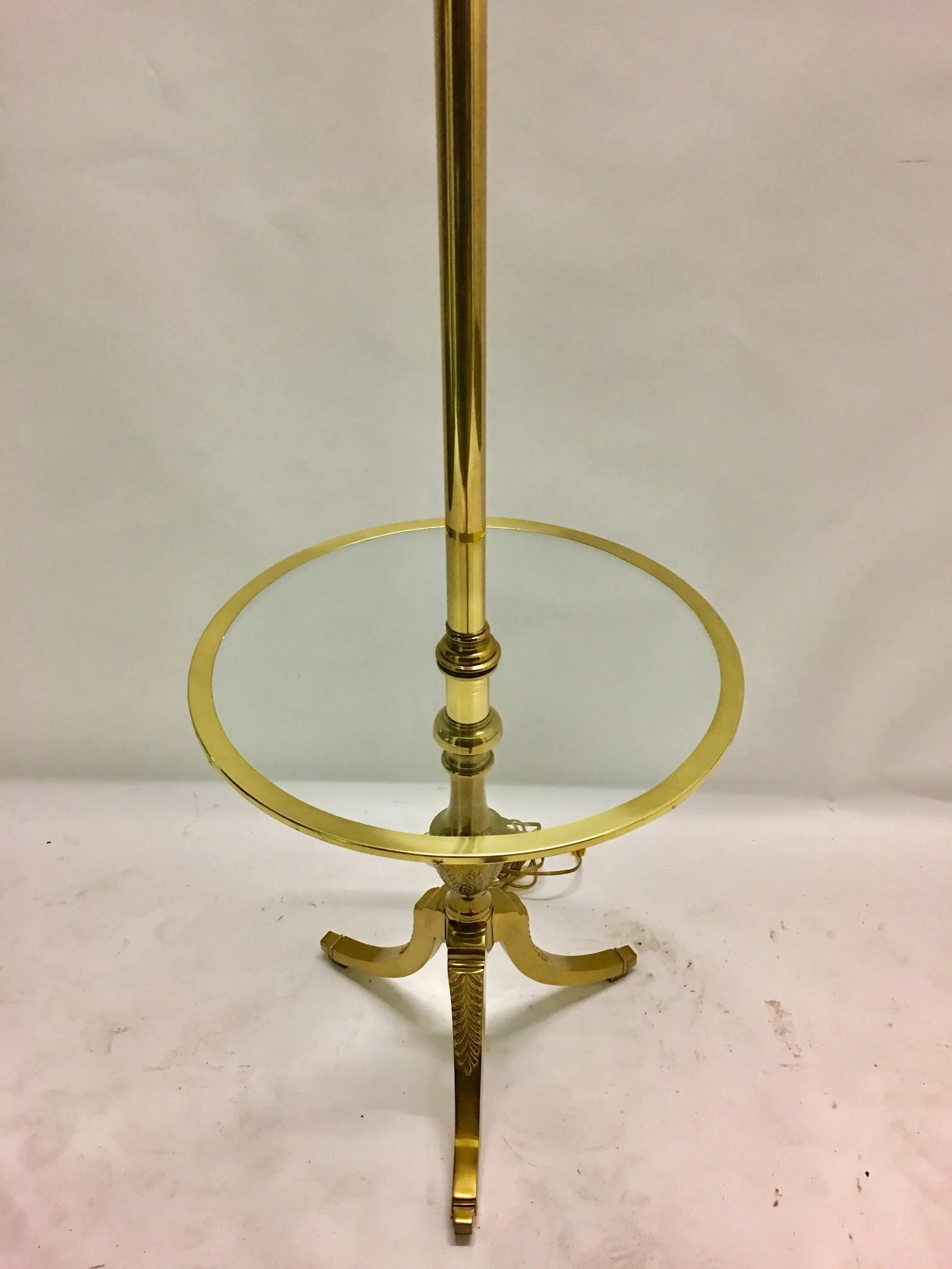Vintage Brass Floor Lamp With Table - 2