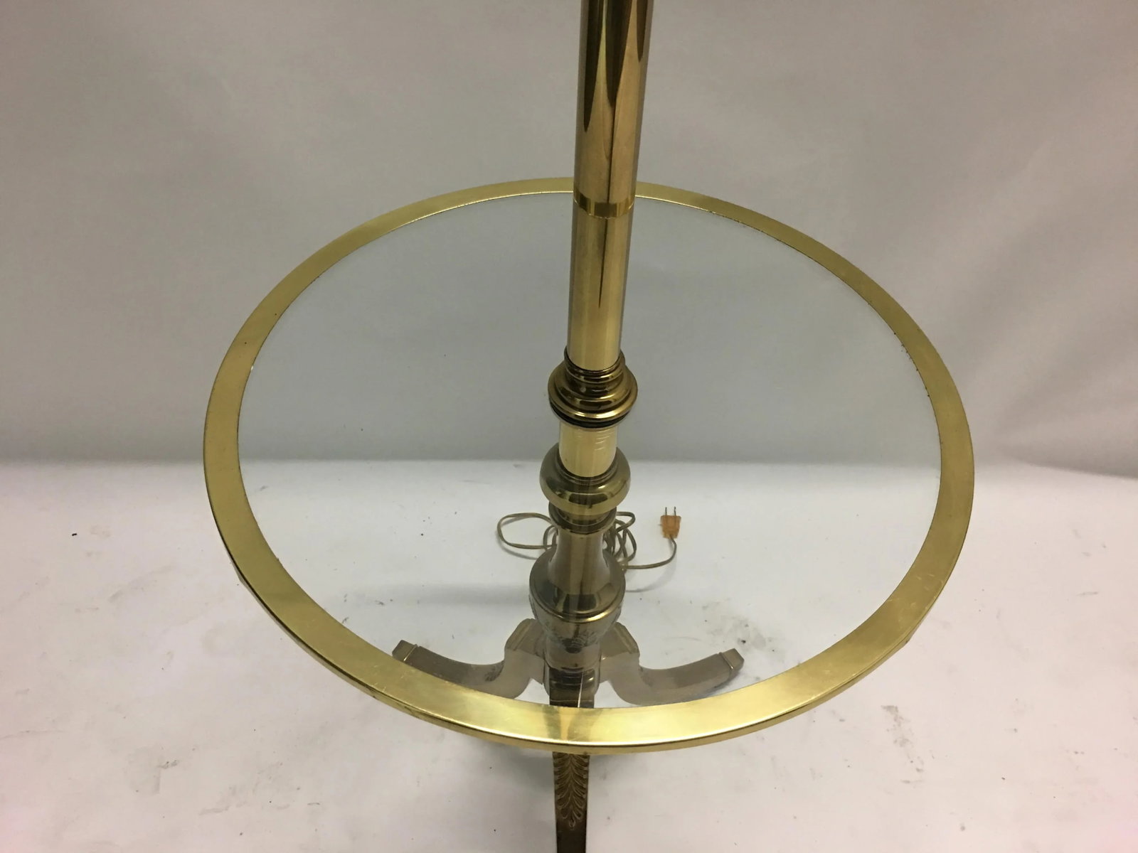 Vintage Brass Floor Lamp With Table - 3