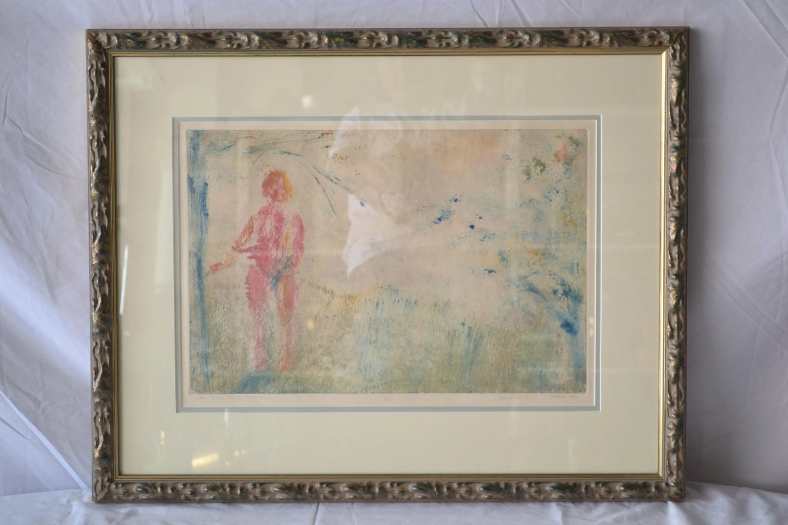 1982 "Eva-The Red Dream Pastel and Water Color Painting by Duguay - 6