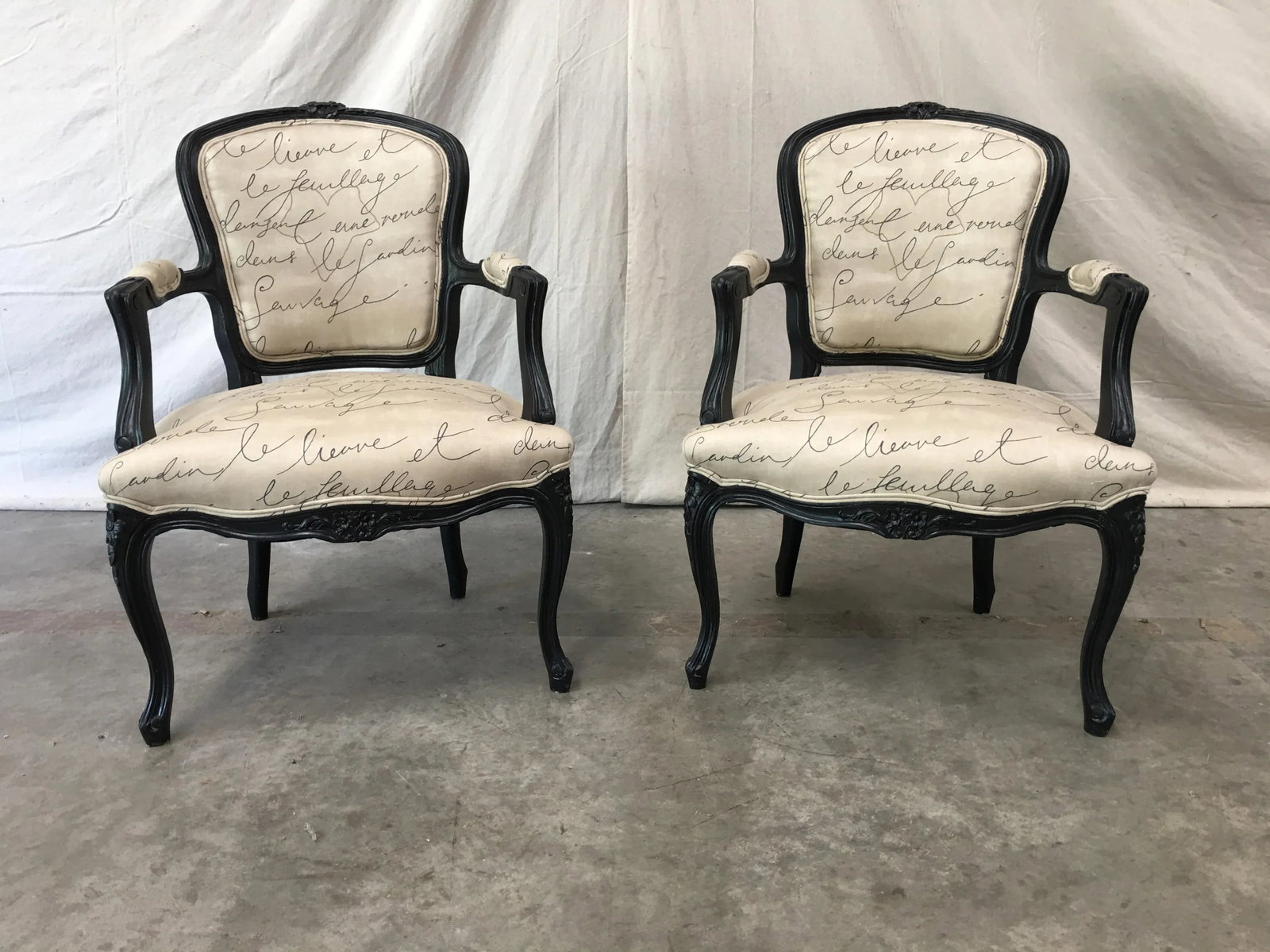 19th Century Louis XV Style Tan Upholstered Arm Chairs - a Pair - 11