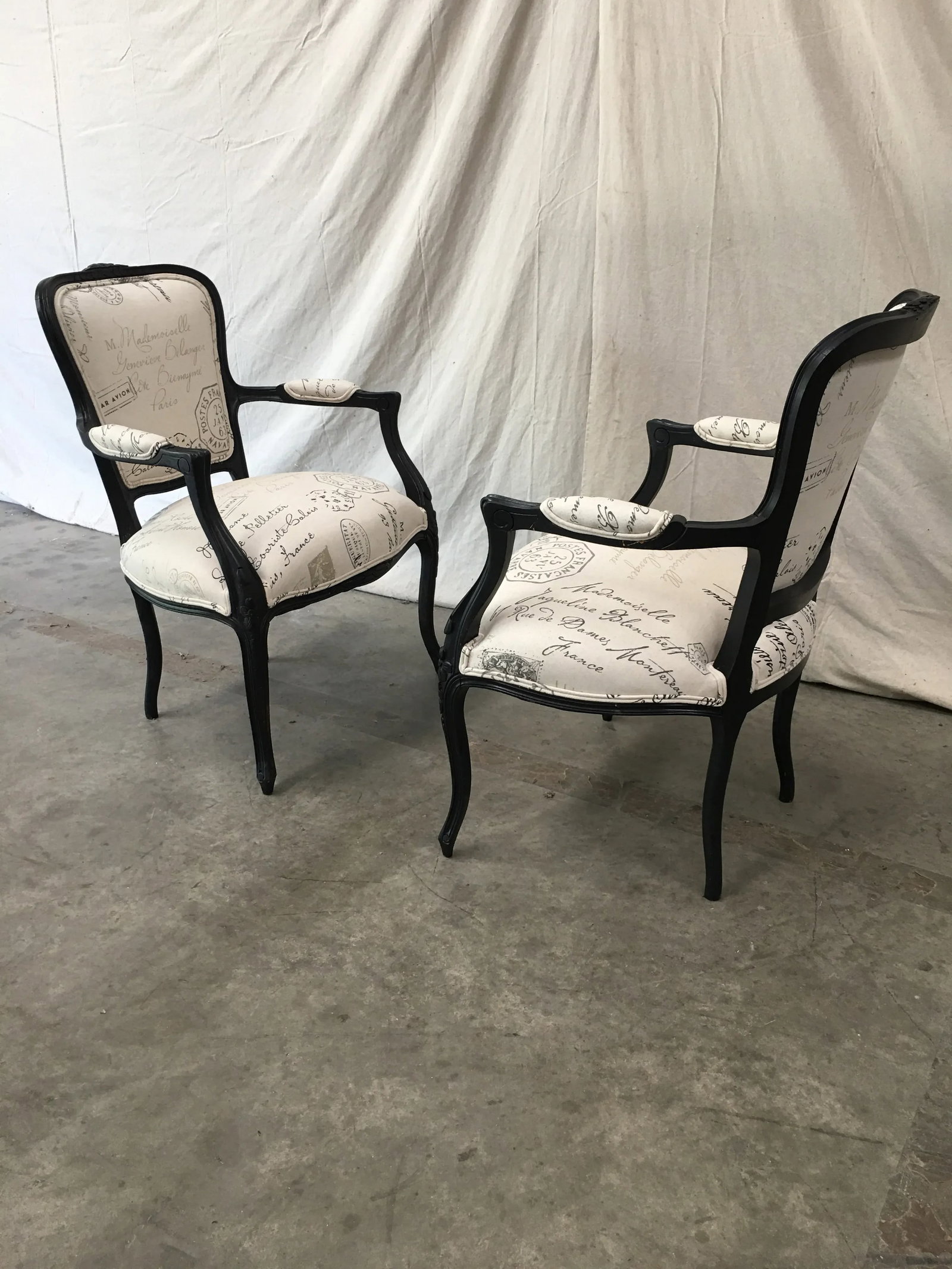 19th Century Louis XV Style Tan Upholstered Arm Chairs - a Pair - 5