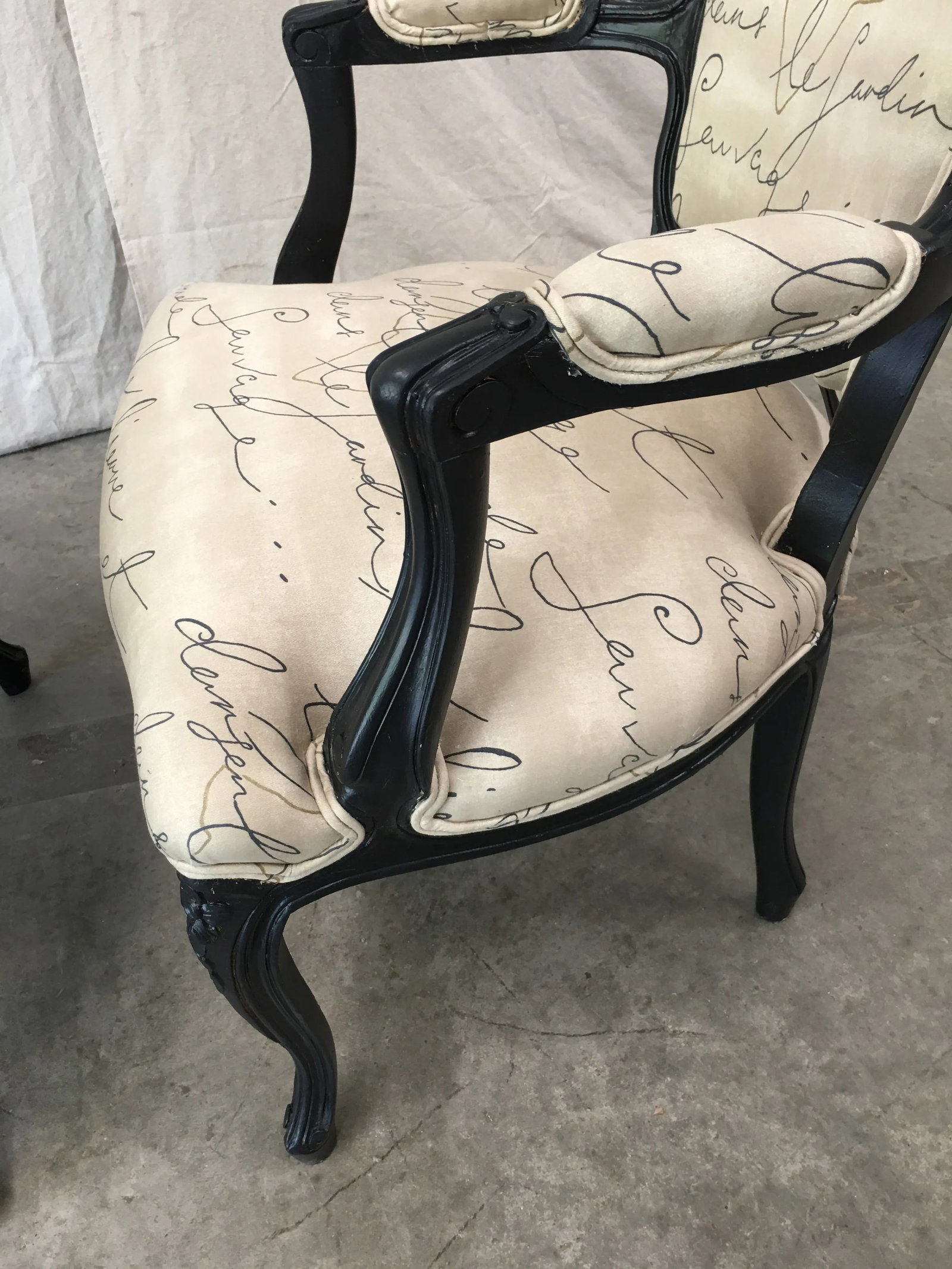19th Century Louis XV Style Tan Upholstered Arm Chairs - a Pair - 7