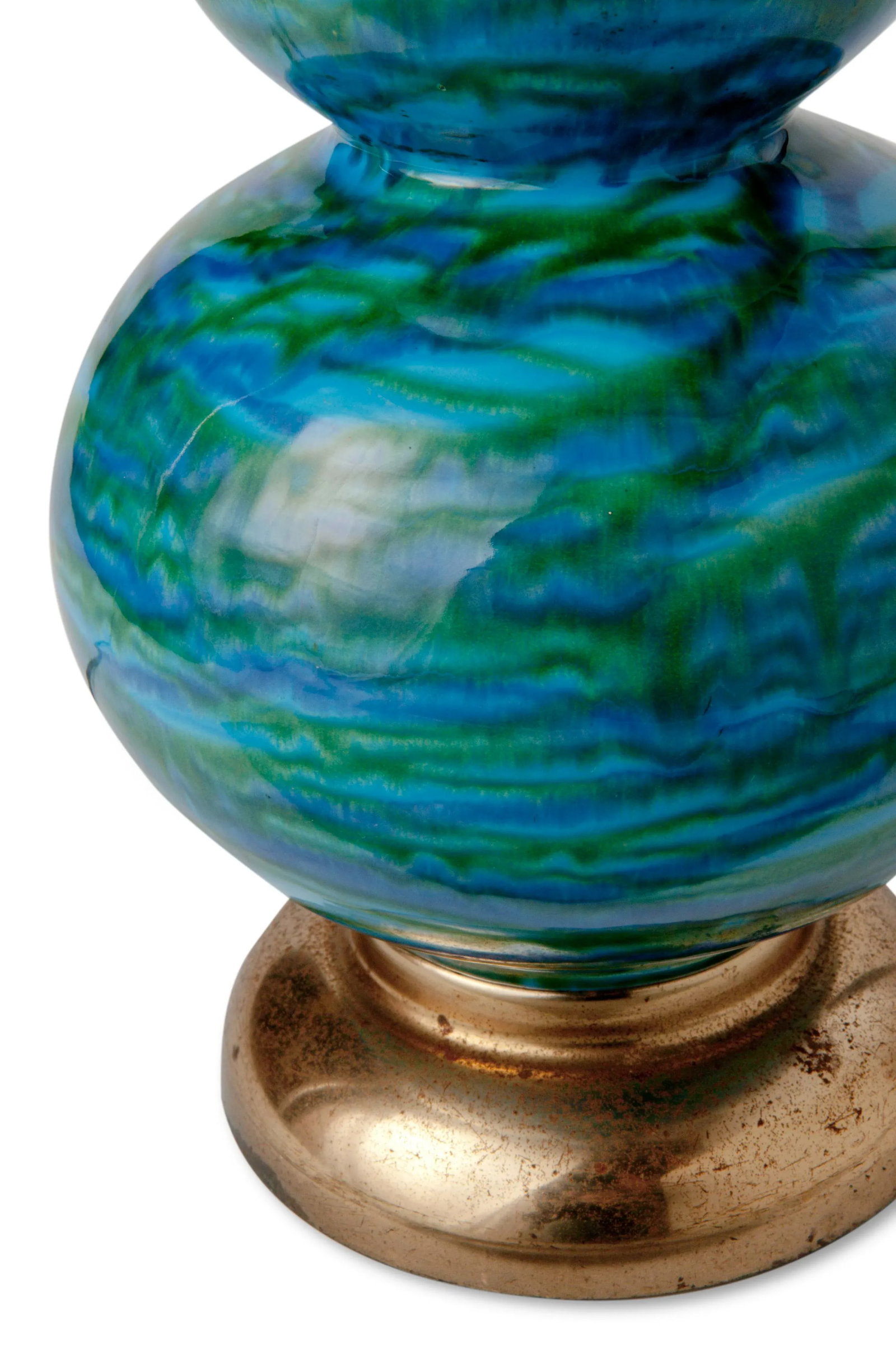 Mid Century Blue Glazed Ceramic Table Lamp - 4