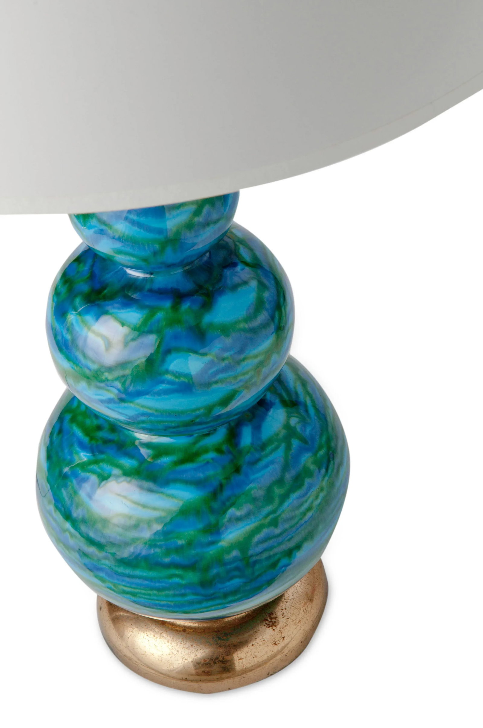 Mid Century Blue Glazed Ceramic Table Lamp - 5