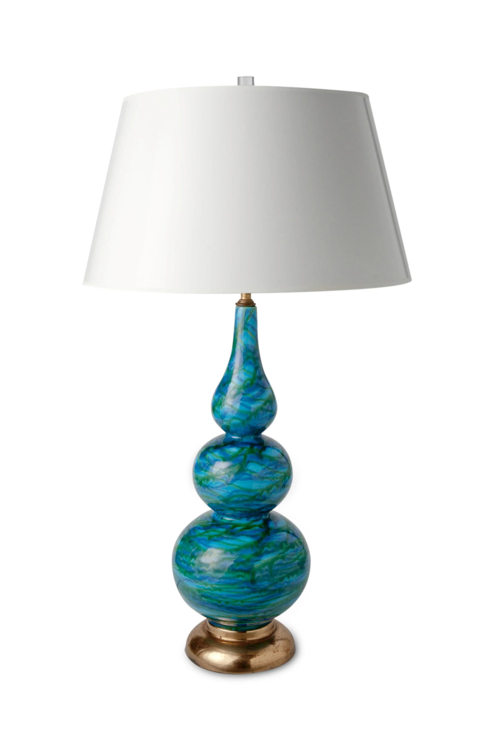 Mid Century Blue Glazed Ceramic Table Lamp - 6