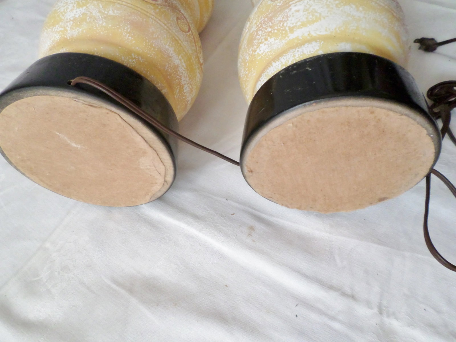 Mid Century Modern Ceramic Table Lamps Yellow and White - a Pair - 10