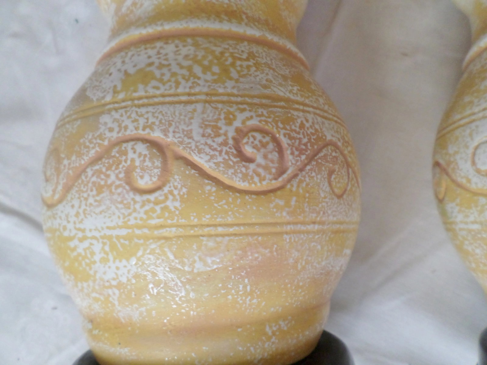 Mid Century Modern Ceramic Table Lamps Yellow and White - a Pair - 8