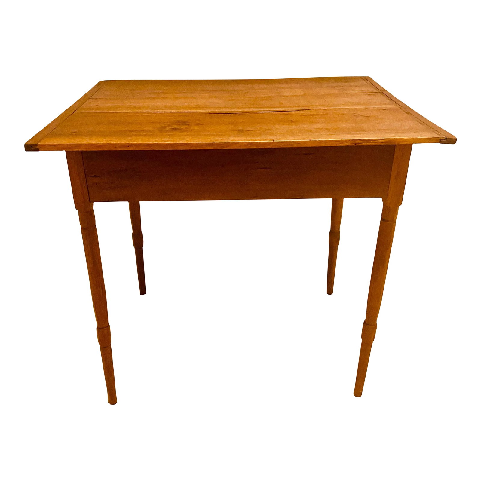 Early 19th Century Old Salem Nc Tavern Table Antique Pine and Maple W Spindle Legs and Breadboards: Originally from Old Salem NC. My grandfather was born in Old Salem in 1902. He attended the boys school on the corner of the square. This table was used as a desk in his fathers tinsmith workshop. I b