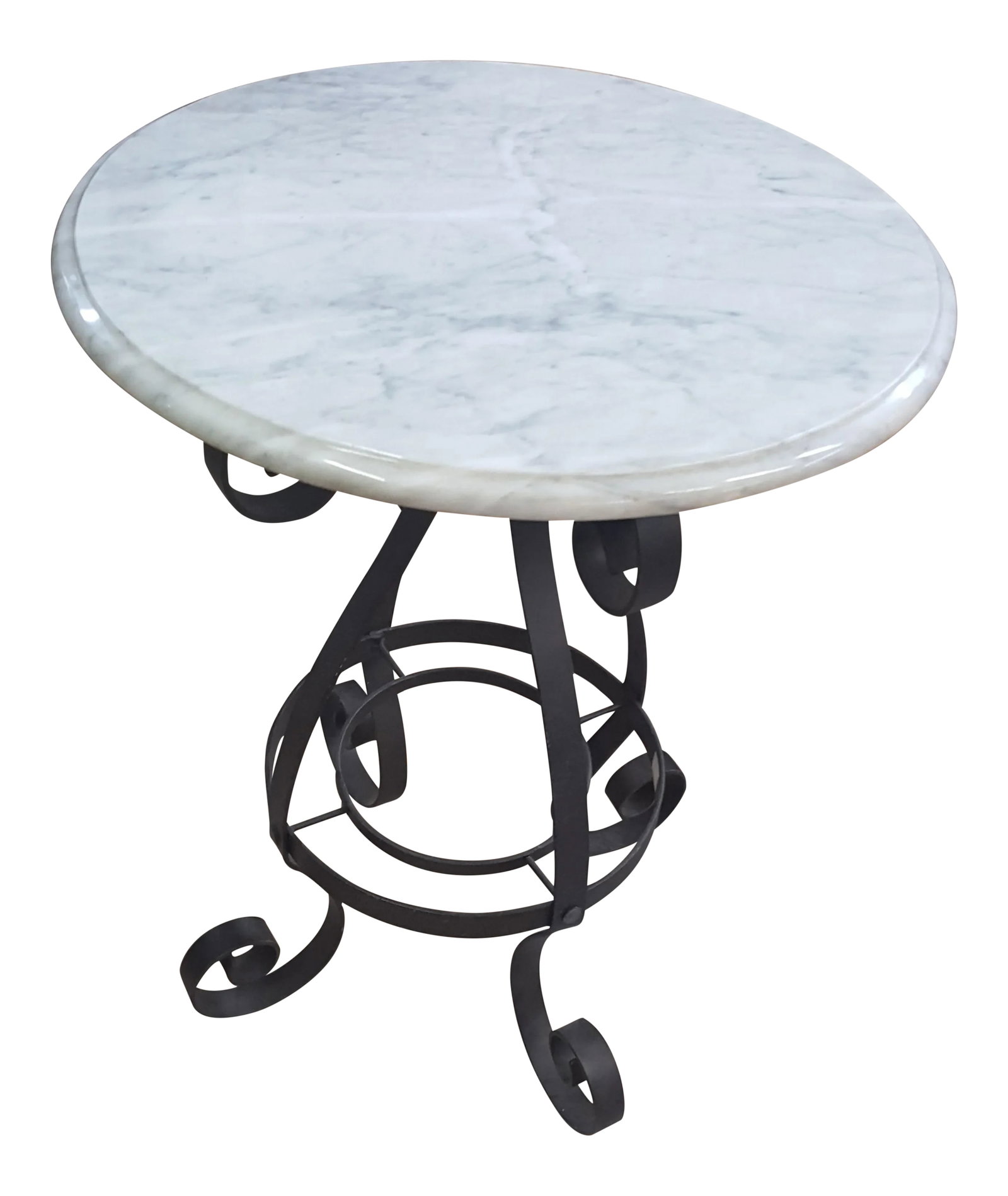 Traditional Maitland Smith Lamp Table Gray Marble Top: Maitland Smith table, with gray marble top. Wrought iron base. Handmade. Showroom sample in excellent condition. Original Retail Price $1245 Condition: Alterations: Original Condition Unaltered