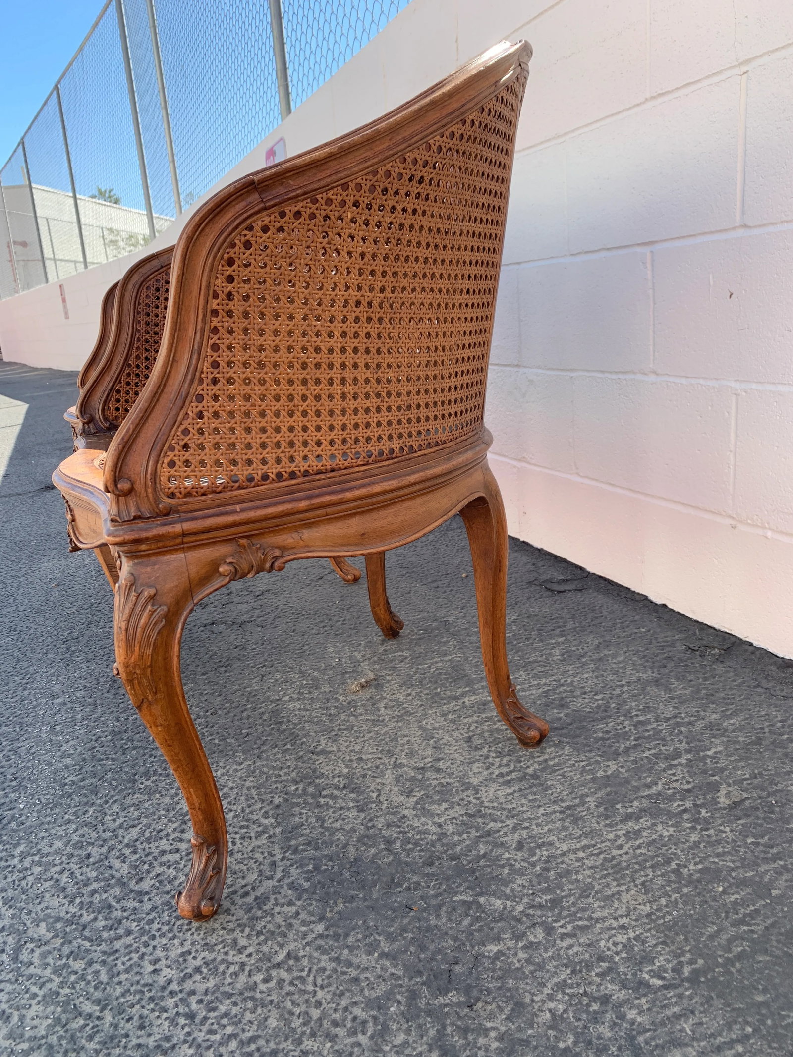 Antique French Louis XV Double Cane Tub Chairs a Pair - 2