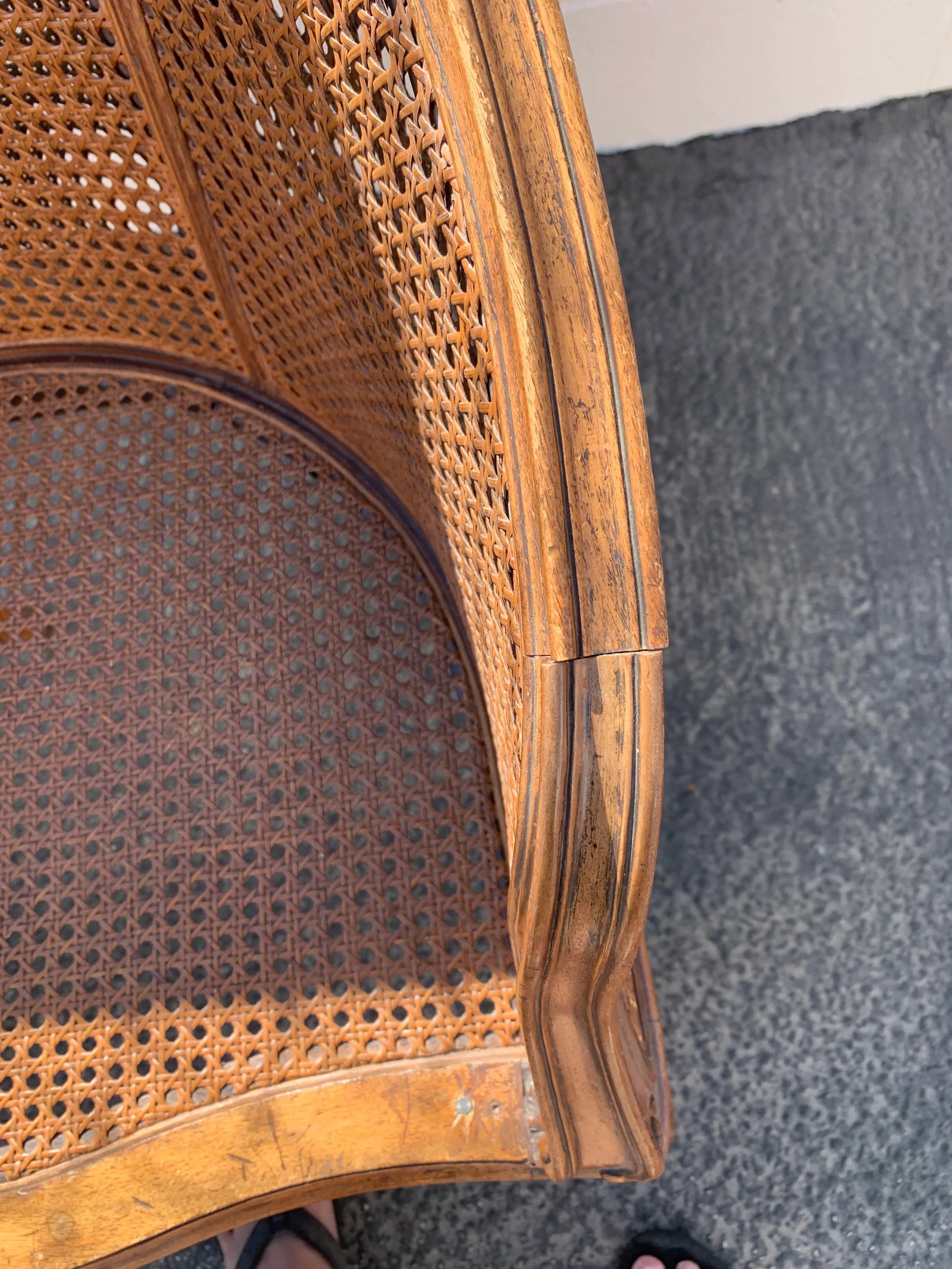 Antique French Louis XV Double Cane Tub Chairs a Pair - 9