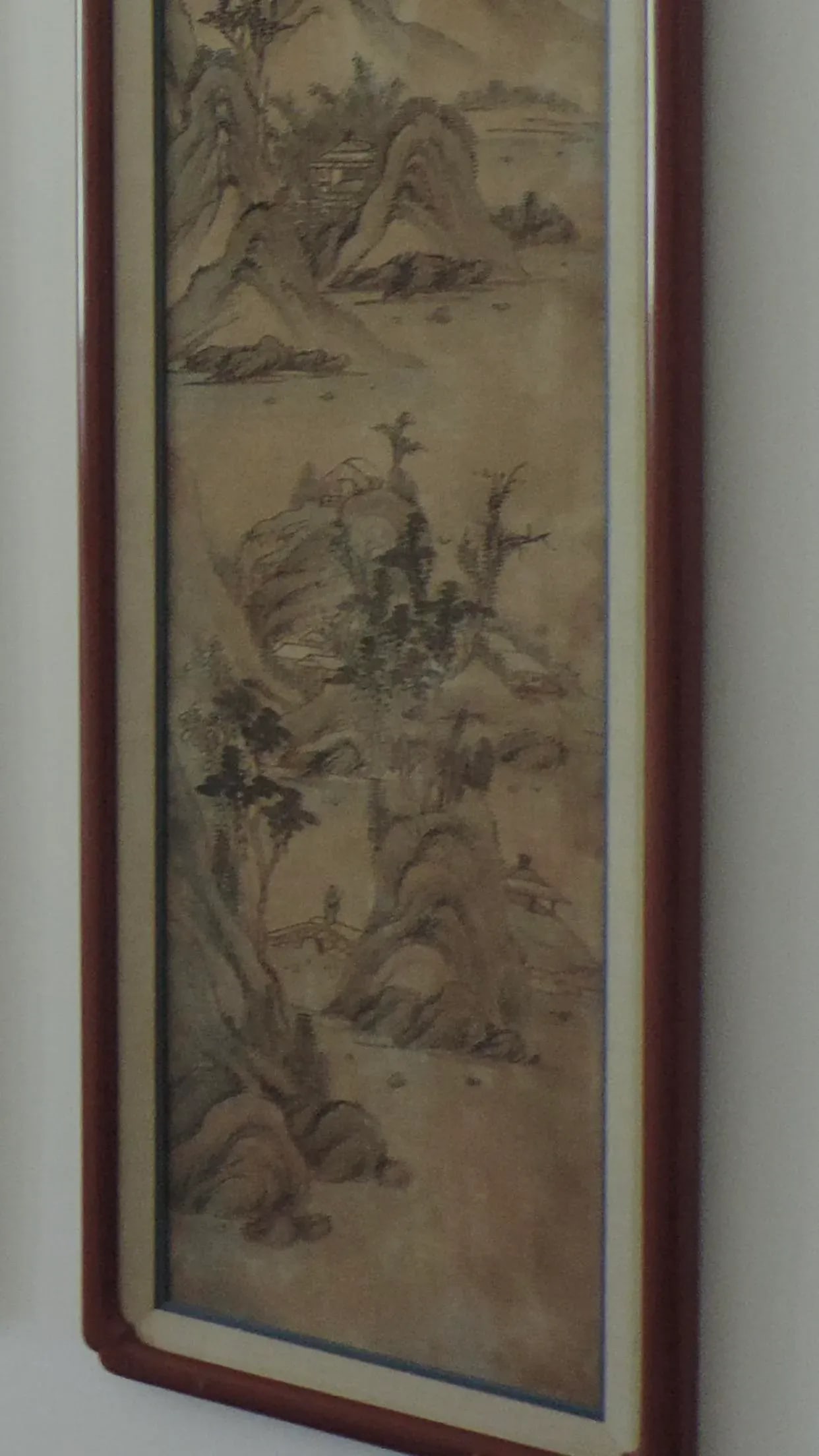 Red Lacquer Framed Chinese Landscape Silk Panels - Set of 8 - 9
