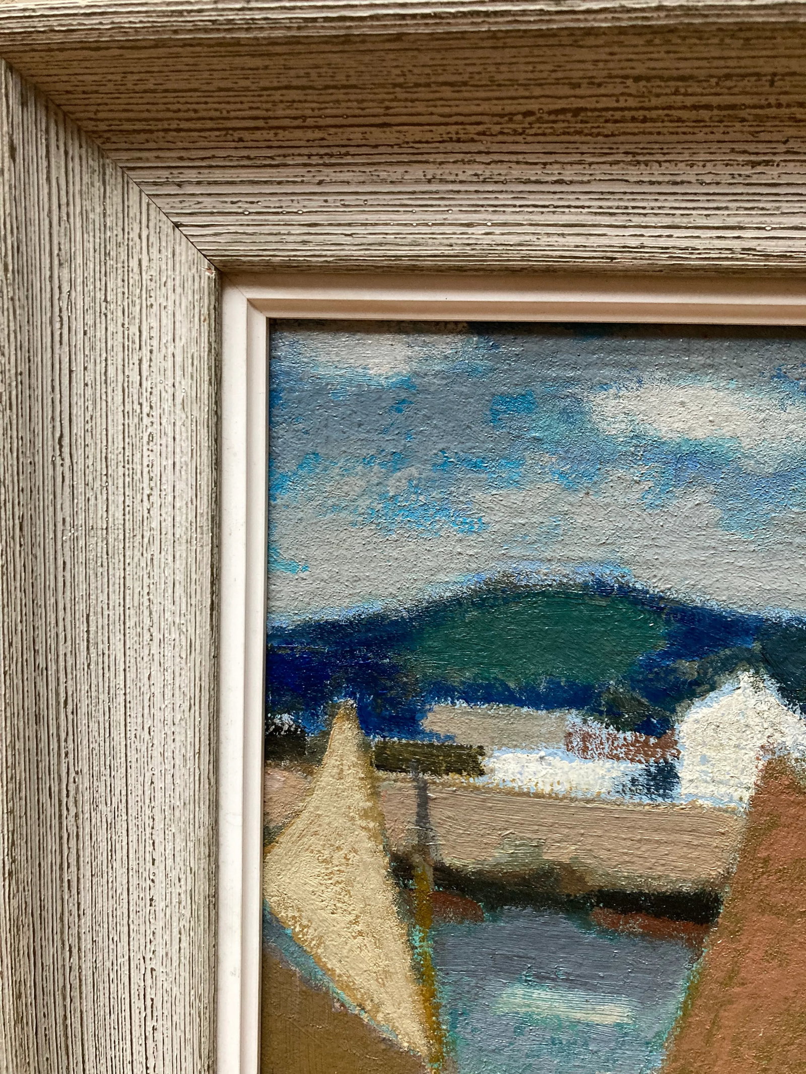 Mid-Century Harbor Scene Oil Painting by Rossat - 7