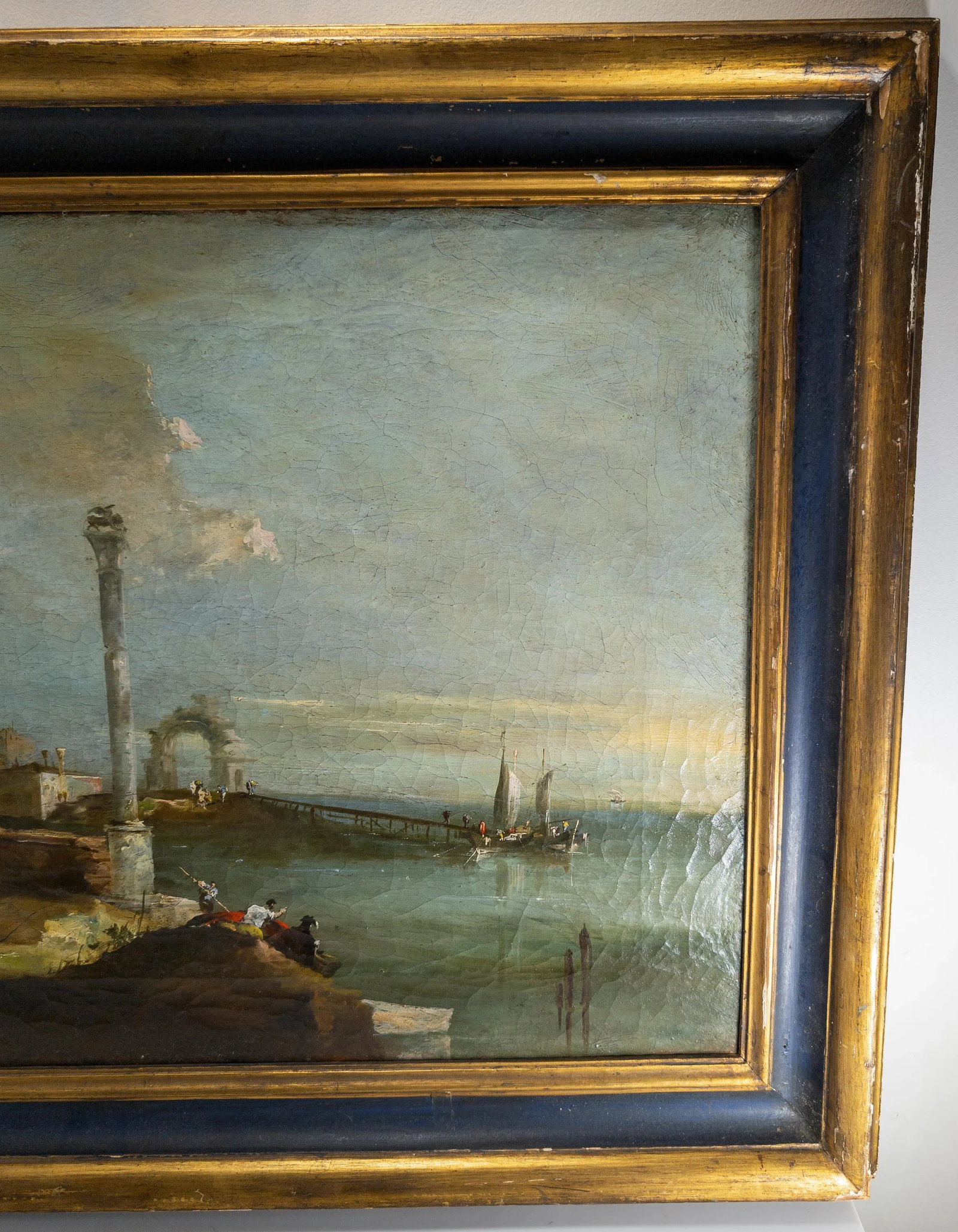 19th Century Italian Capriccio Architectural Landscape Oil Painting After Francesco Guardi - 5