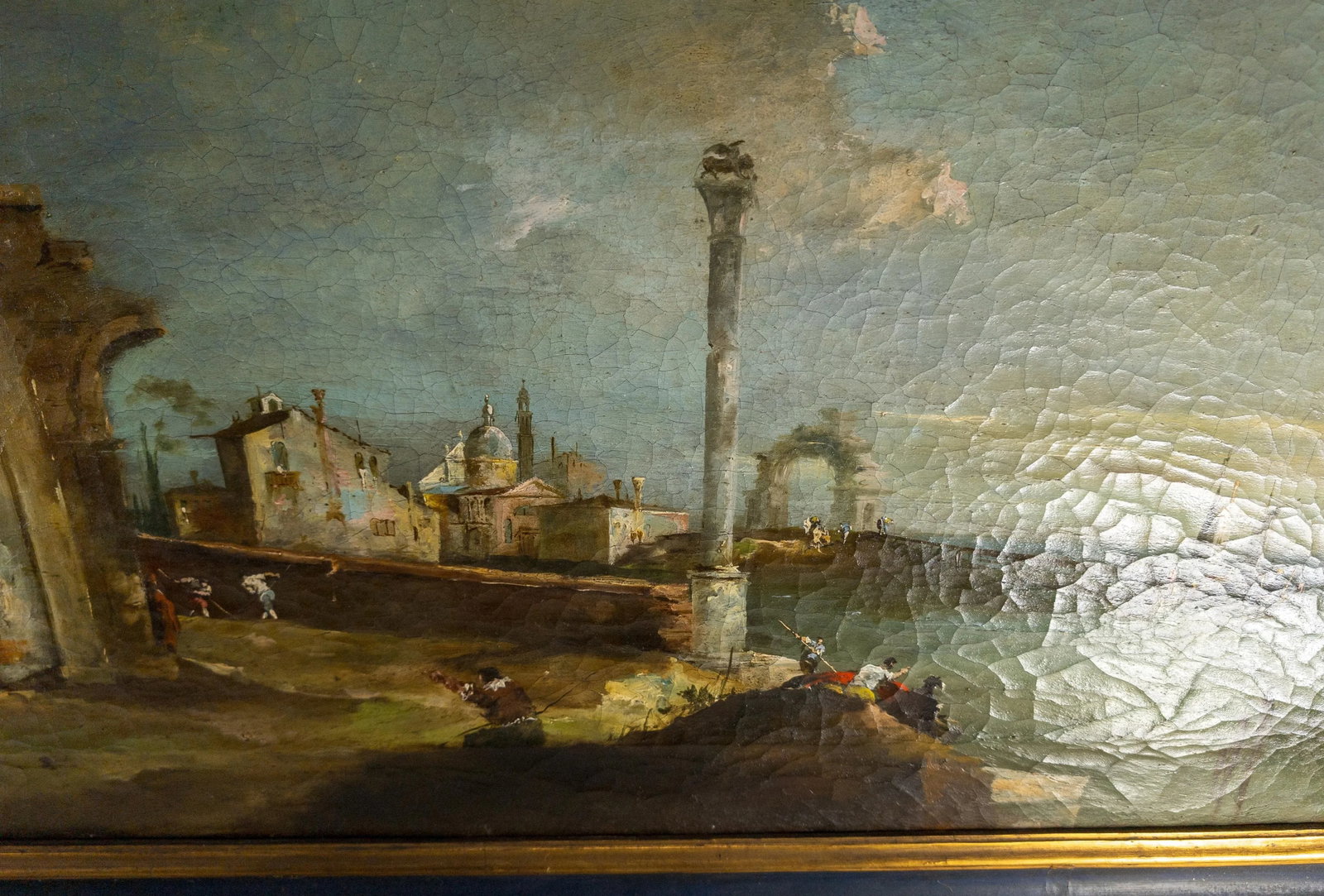 19th Century Italian Capriccio Architectural Landscape Oil Painting After Francesco Guardi - 8
