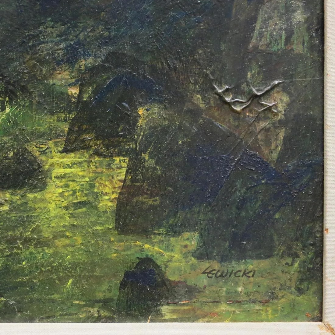 Vintage Mid Century Landscape Acrylic Painting by James Lewicki - 4