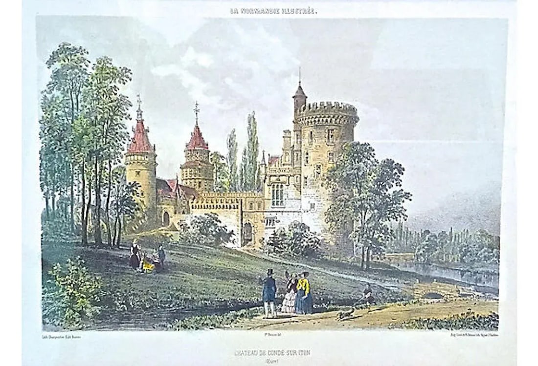 Late 19th Century Antique Normandy Chateau Engraving Print - 2