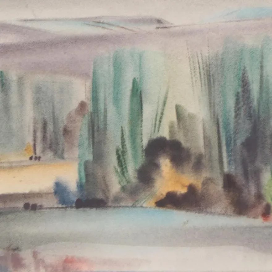 Original Vintage Signed Yngve H. Olsen Landscape Watercolor Painting - 4