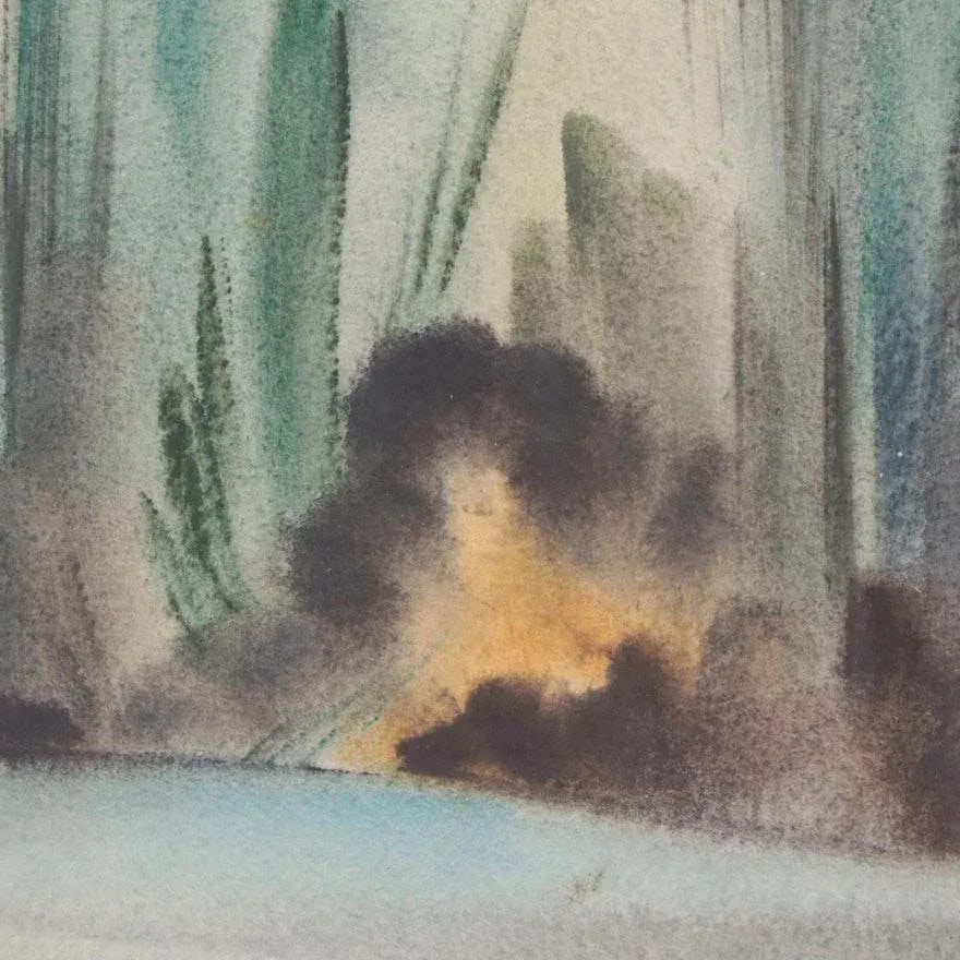 Original Vintage Signed Yngve H. Olsen Landscape Watercolor Painting - 5