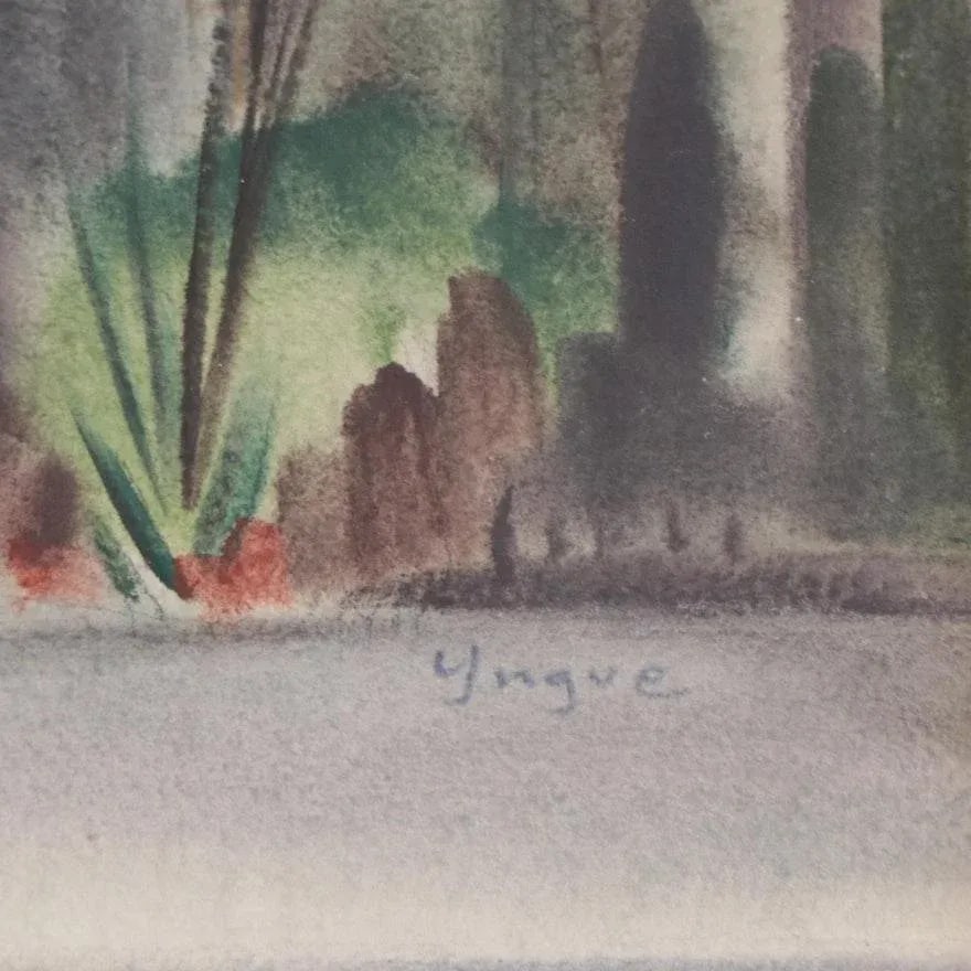Original Vintage Signed Yngve H. Olsen Landscape Watercolor Painting - 7