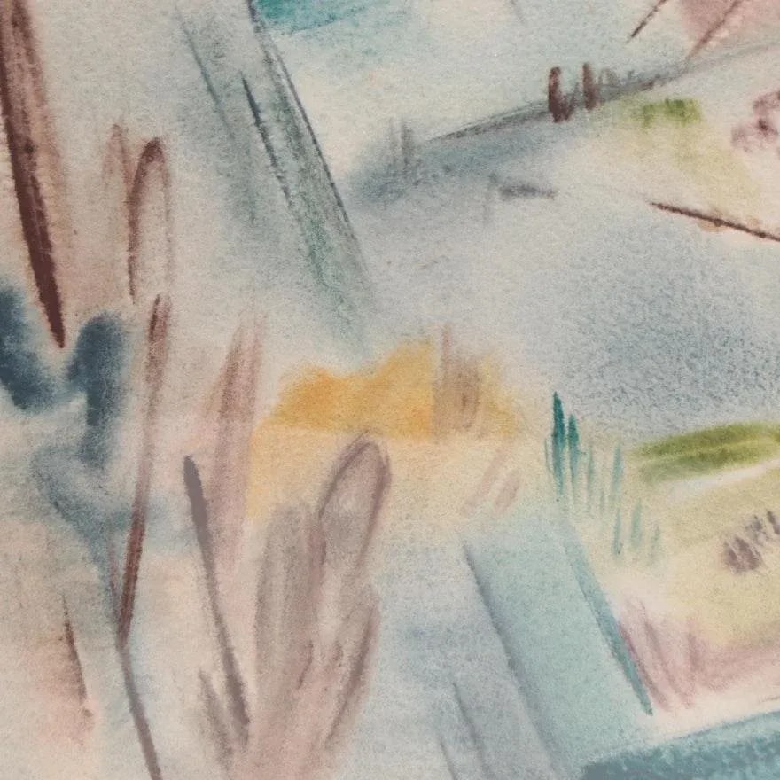 Original Vintage Signed Yngve H. Olsen Modernist Southwest Landscape Watercolor Painting - 4