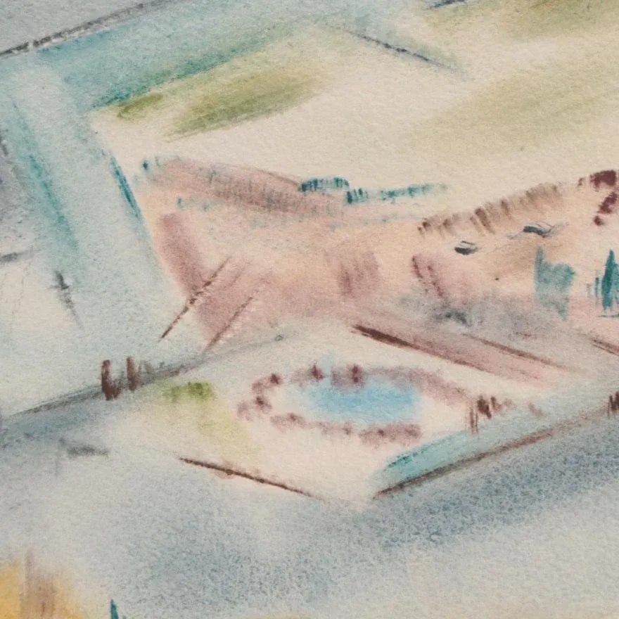 Original Vintage Signed Yngve H. Olsen Modernist Southwest Landscape Watercolor Painting - 5