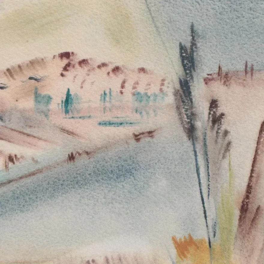 Original Vintage Signed Yngve H. Olsen Modernist Southwest Landscape Watercolor Painting - 6