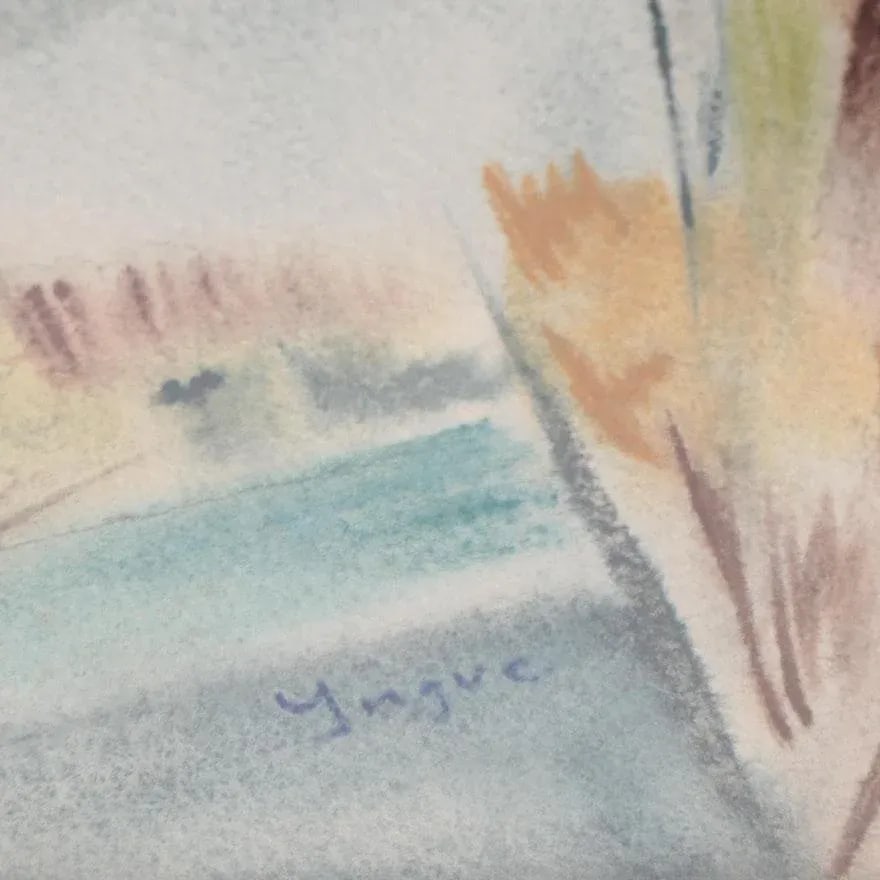 Original Vintage Signed Yngve H. Olsen Modernist Southwest Landscape Watercolor Painting - 7
