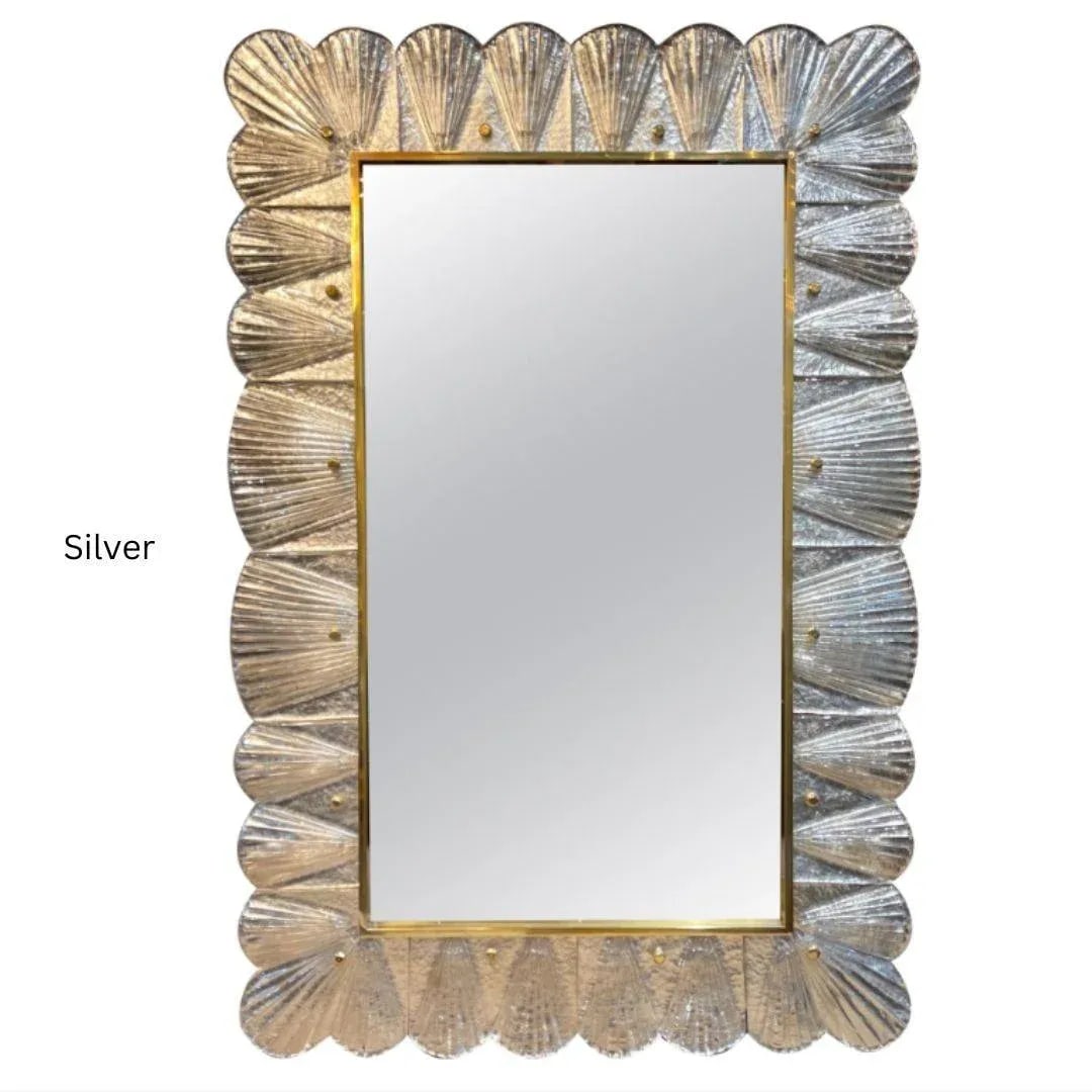 Modern, Italian Wall Mirrors, Scallop Motif, Murano Glass, Gold Gilt - 12