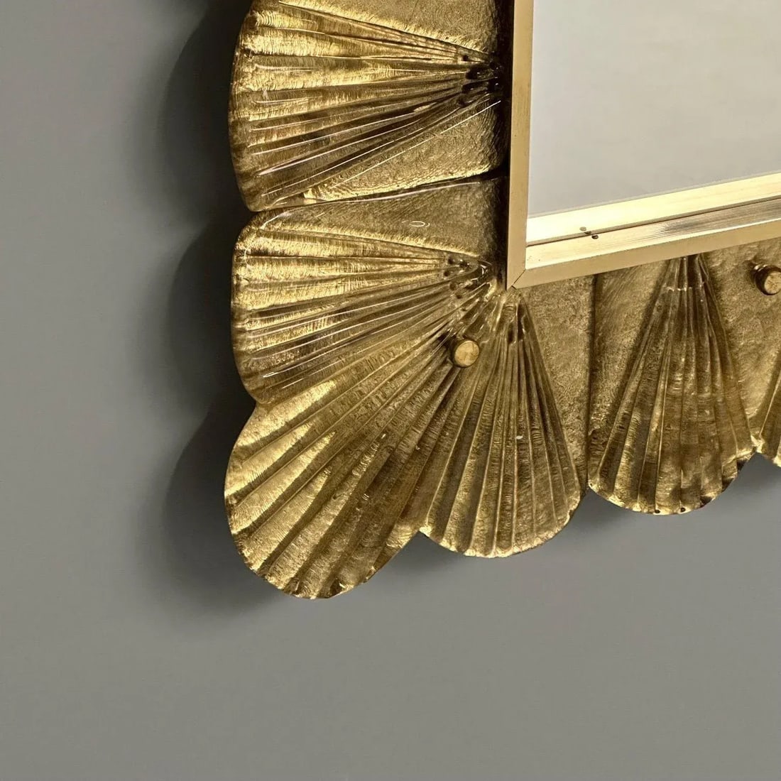 Modern, Italian Wall Mirrors, Scallop Motif, Murano Glass, Gold Gilt - 5