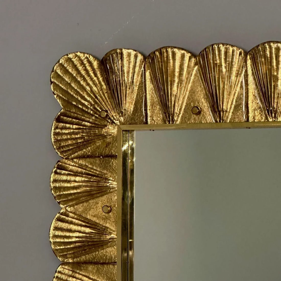 Modern, Italian Wall Mirrors, Scallop Motif, Murano Glass, Gold Gilt - 8