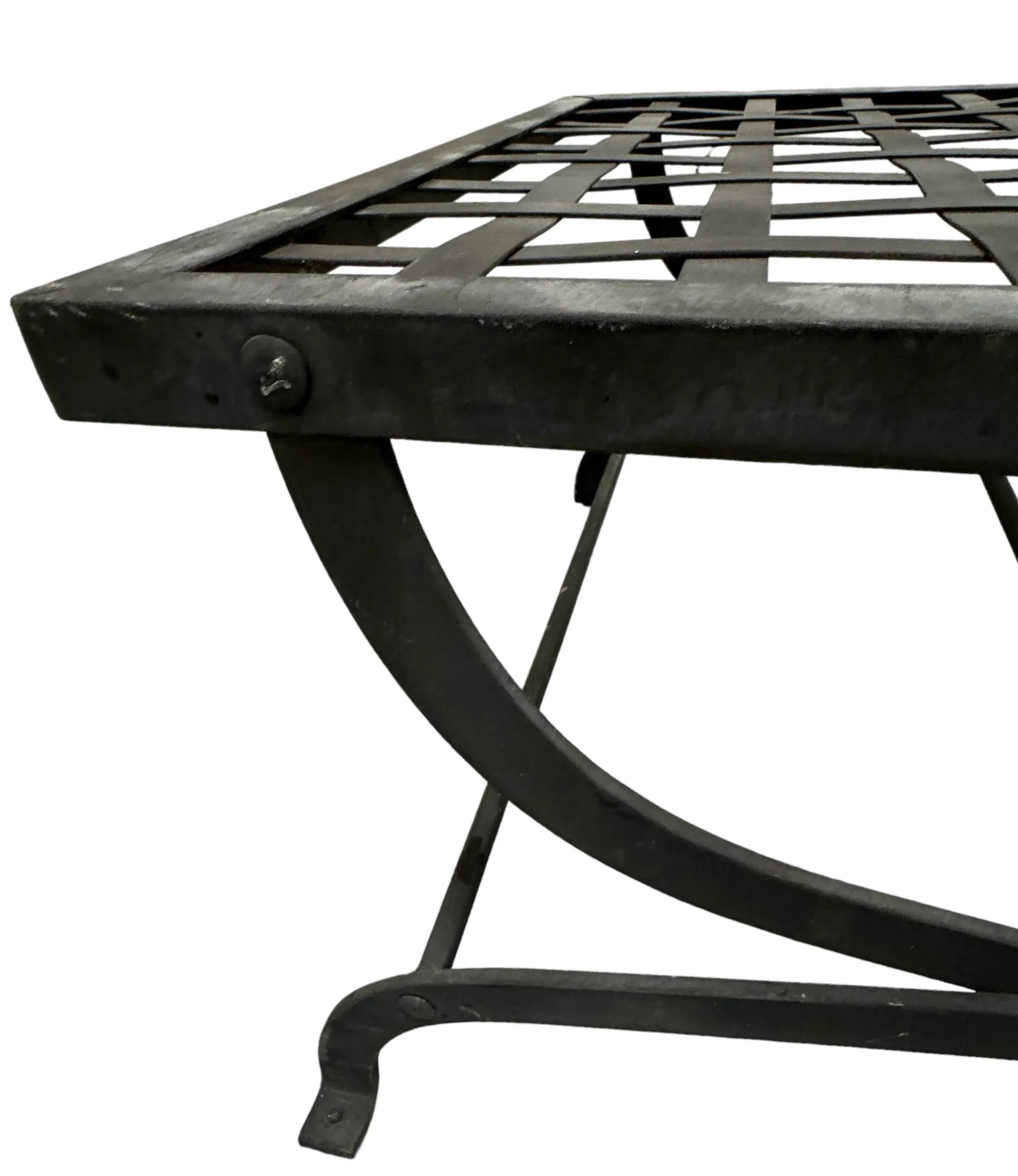 Iron Curule Lattice Top Ottomans W" New Cushions - 8