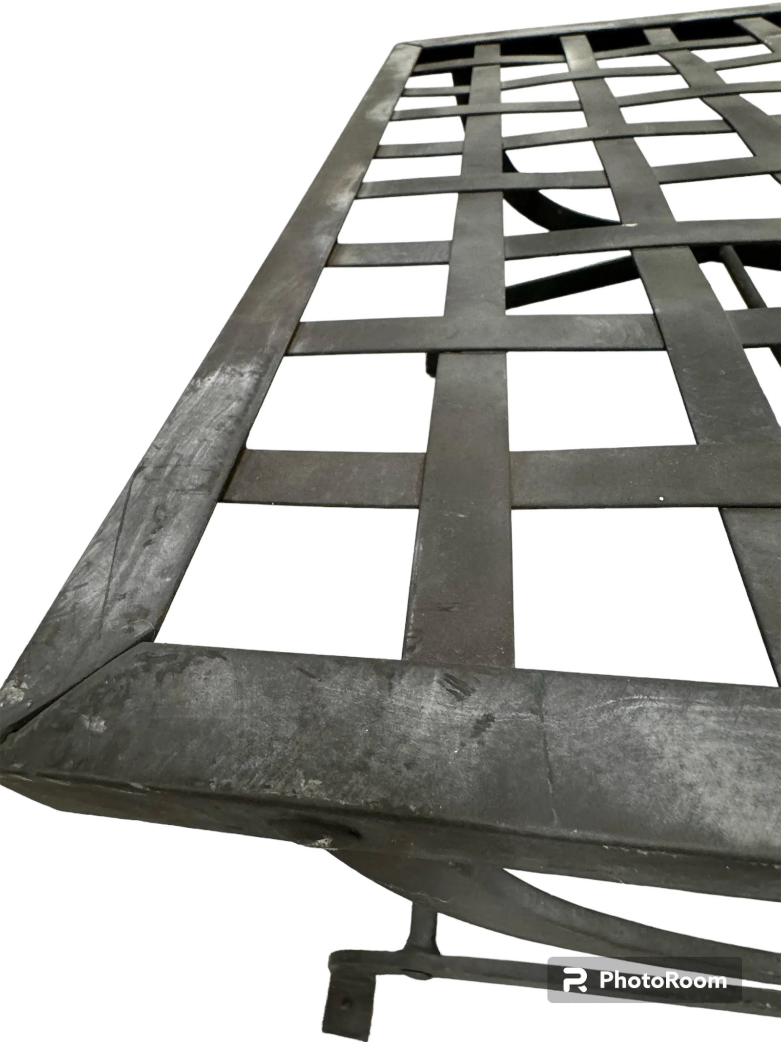 Iron Curule Lattice Top Ottomans W" New Cushions - 9