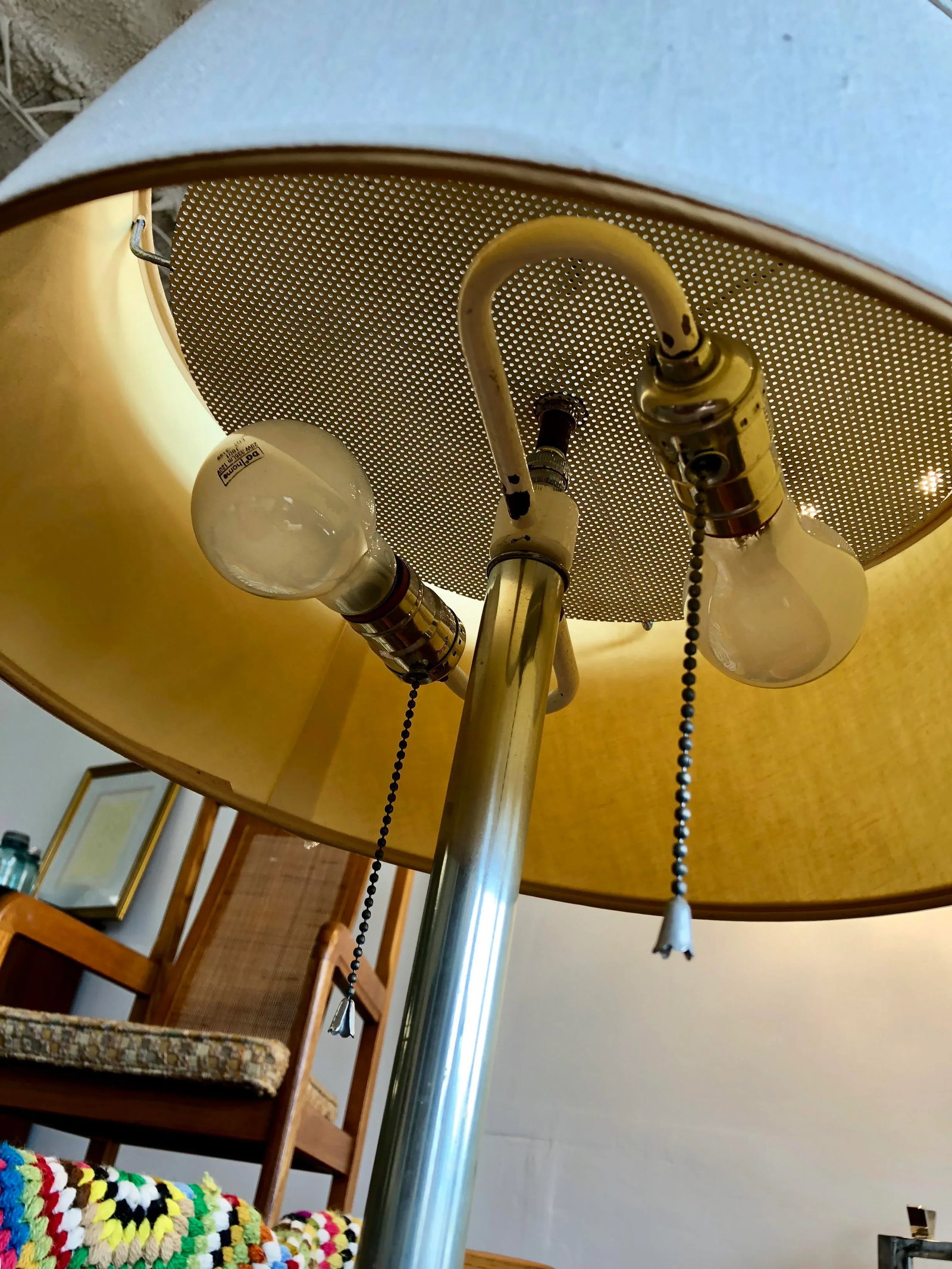 Mid Century Walter Von Nessen Chrome Tray Table Floor Lamp - 2