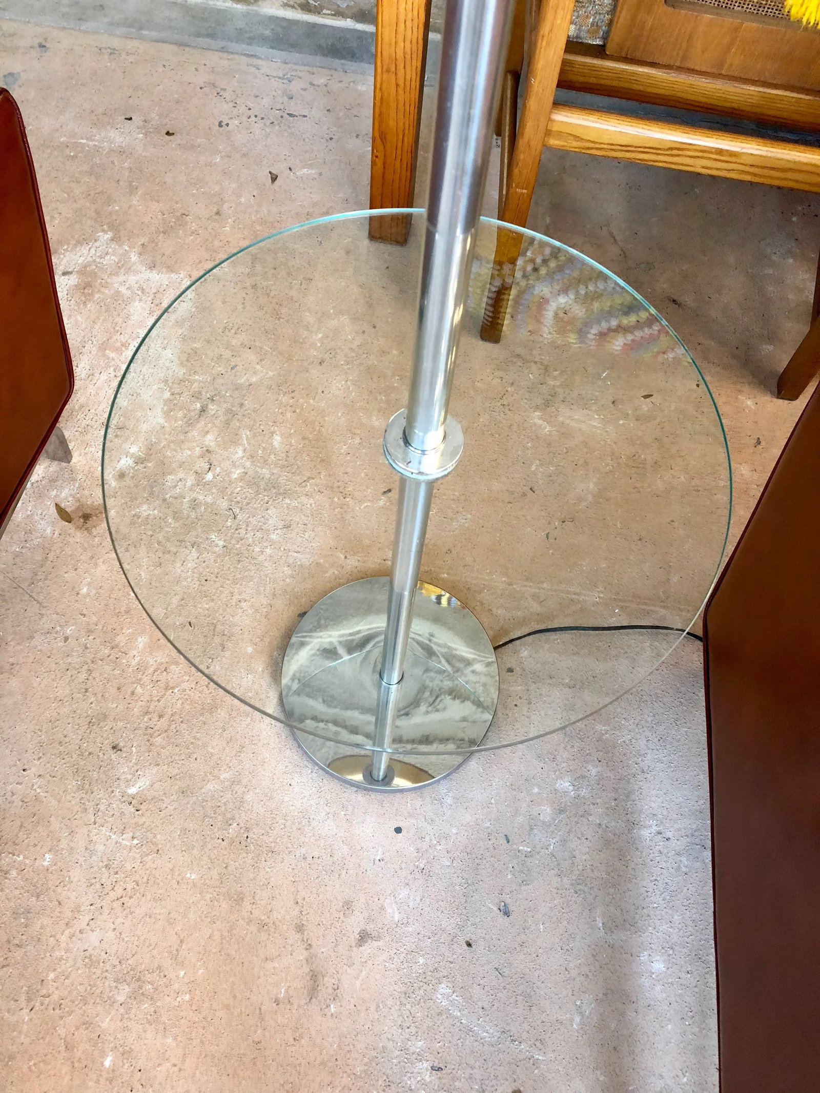 Mid Century Walter Von Nessen Chrome Tray Table Floor Lamp - 5