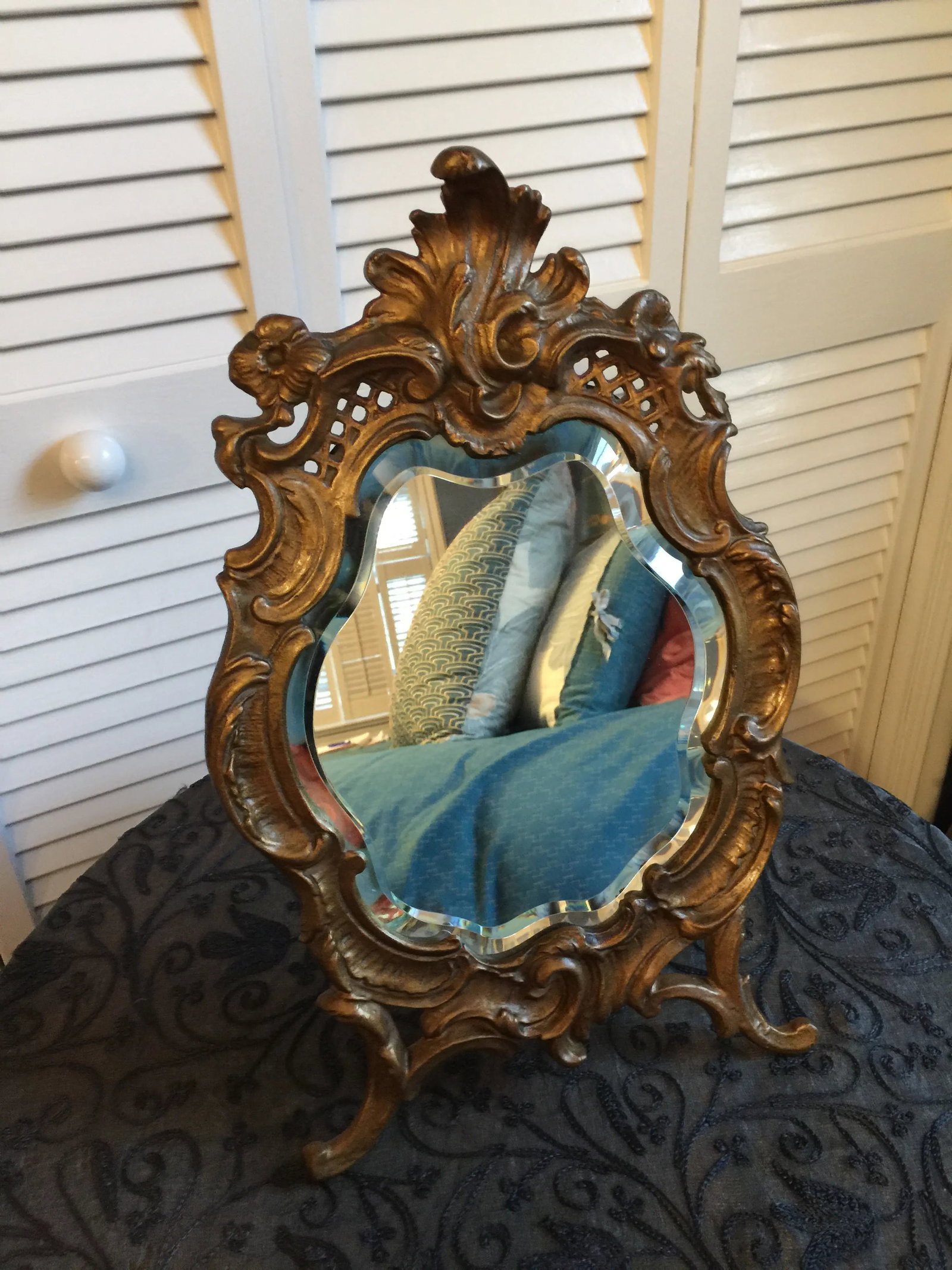 1800s Antique Louis XV Style French Vanity Mirror - 4