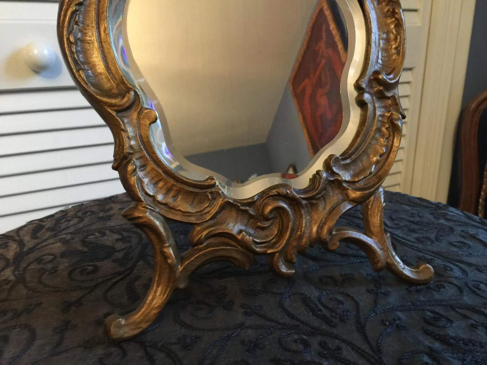 1800s Antique Louis XV Style French Vanity Mirror - 5