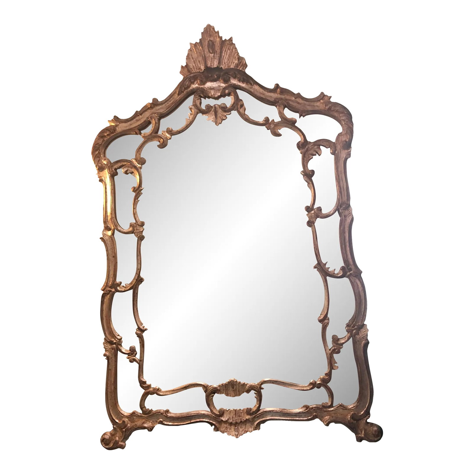Antique Baroque Style Large Silver and Gold Wash Wall Mirror (1 of 5)