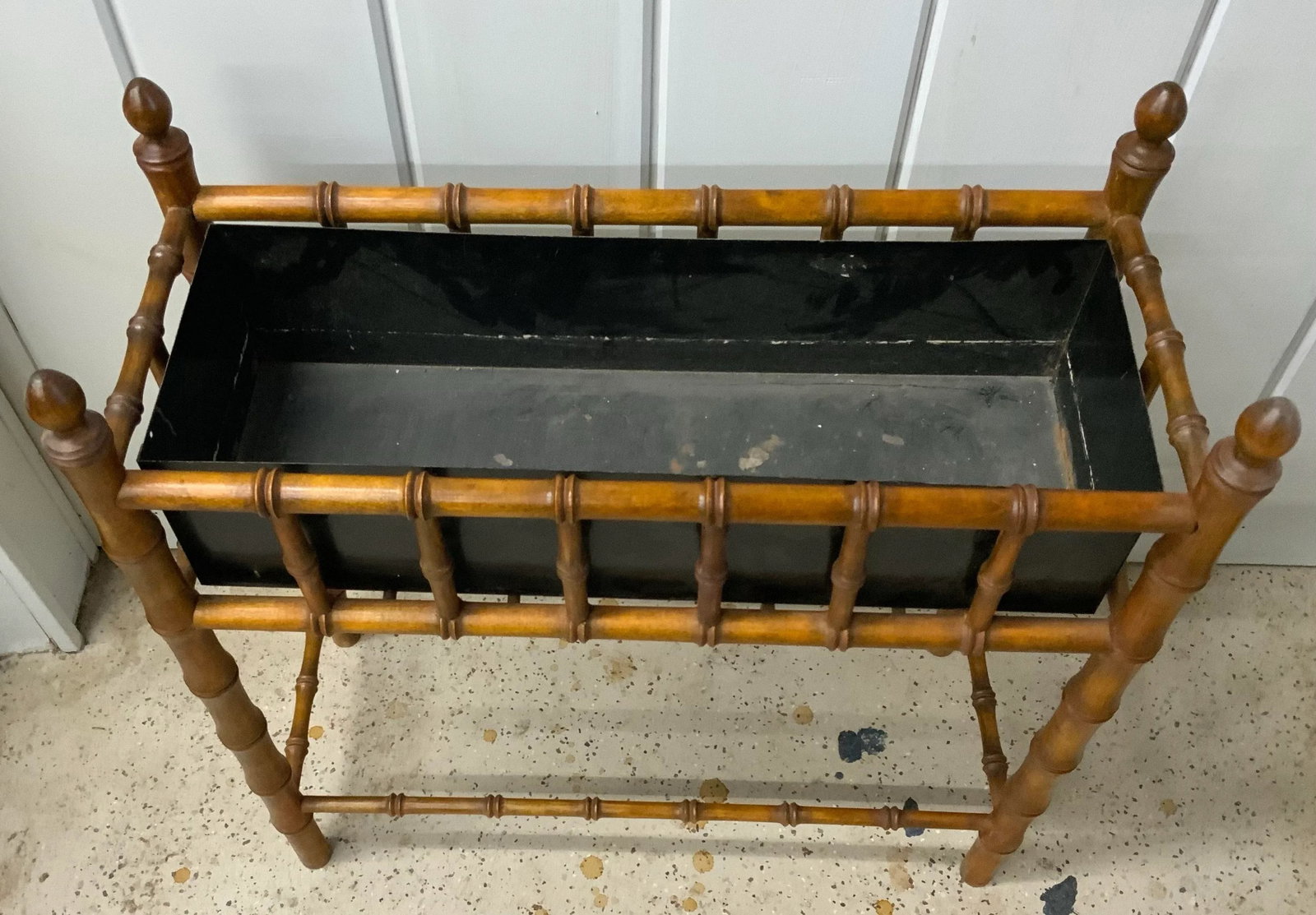 Vintage Faux-Bamboo Planter With Tin Lining - 4