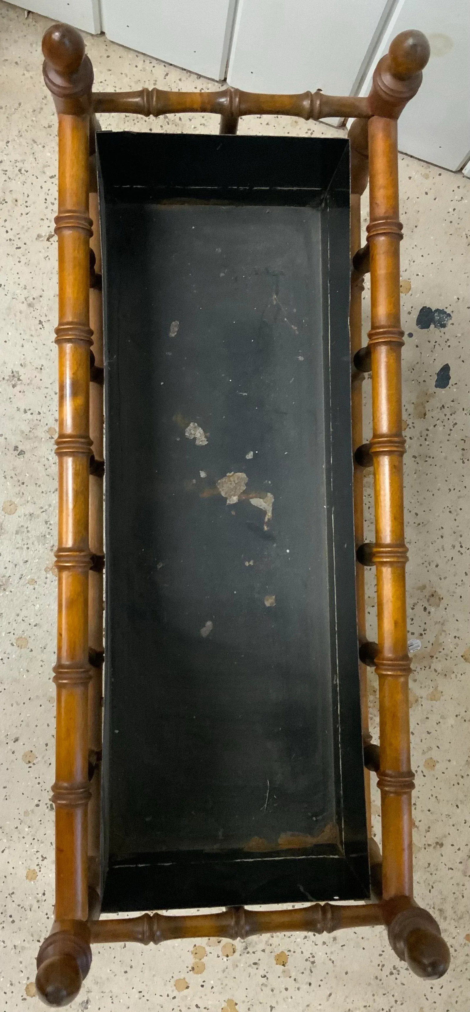 Vintage Faux-Bamboo Planter With Tin Lining - 6