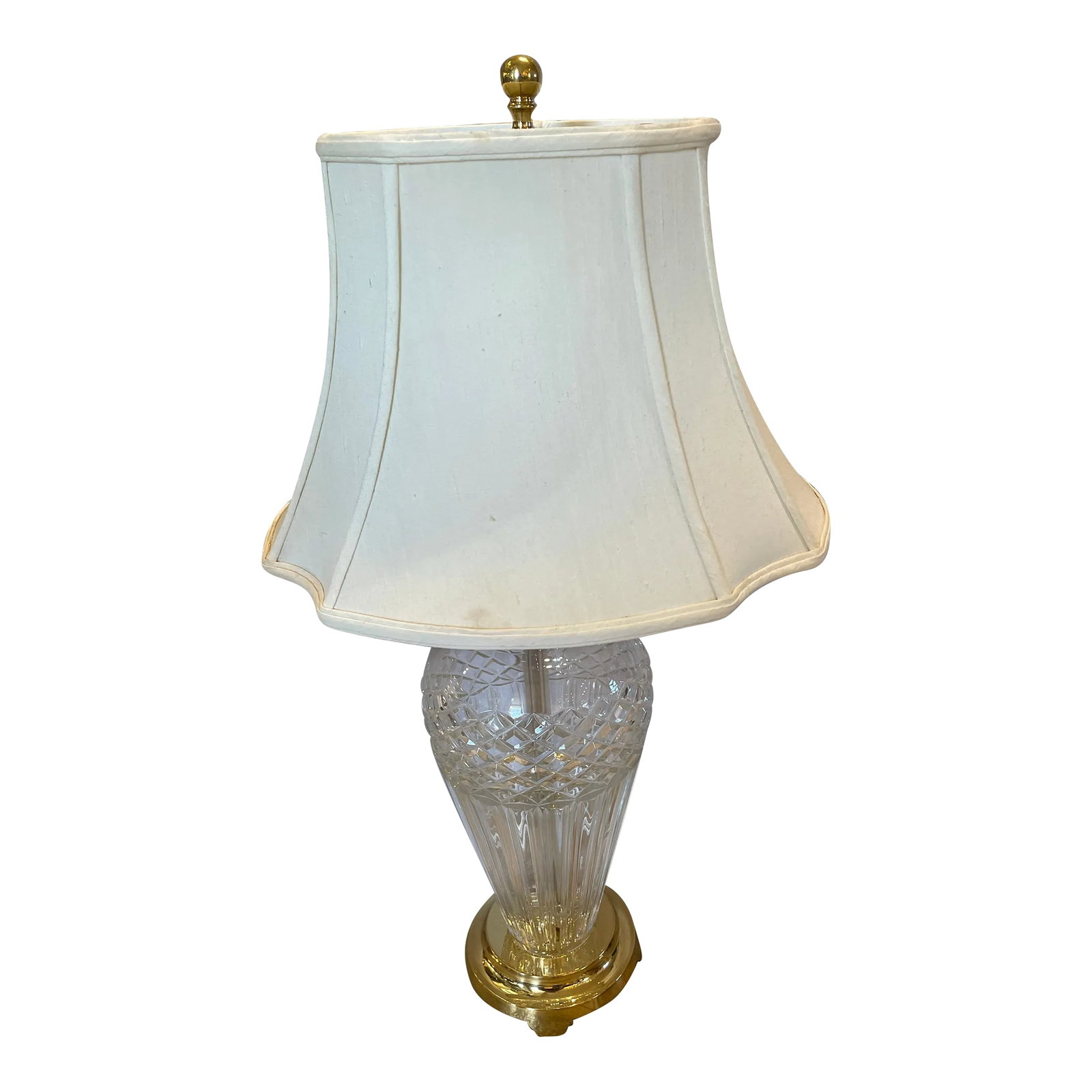 1990s Large Waterford Crystal Lamp With Brass Base (1 of 7)