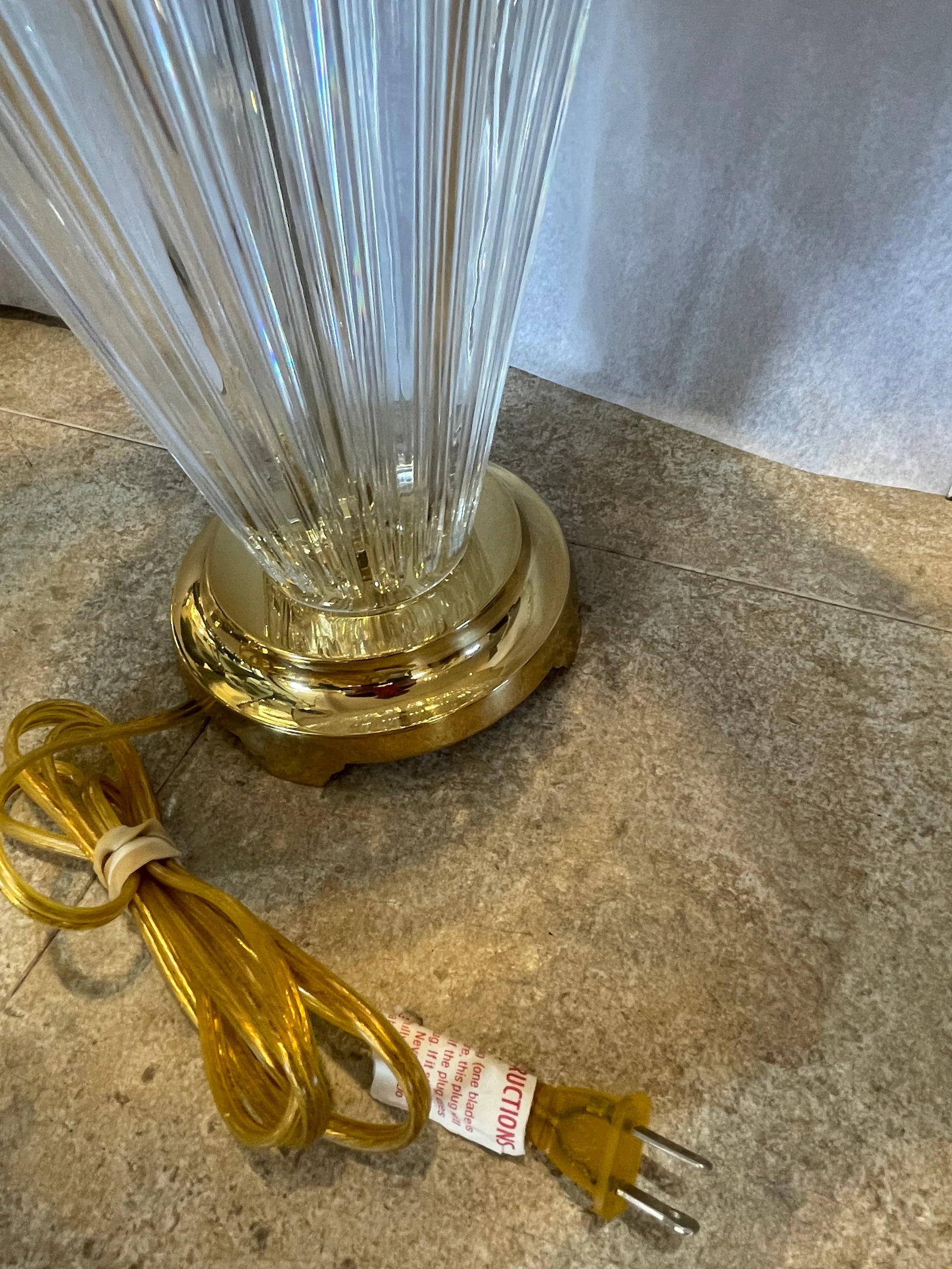 1990s Large Waterford Crystal Lamp With Brass Base - 7